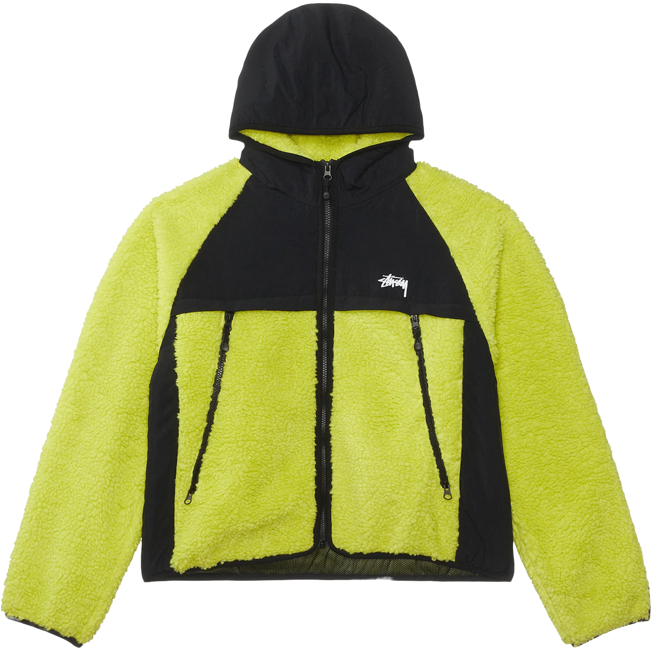 Stussy Sherpa Paneled Hooded Jacket Lime