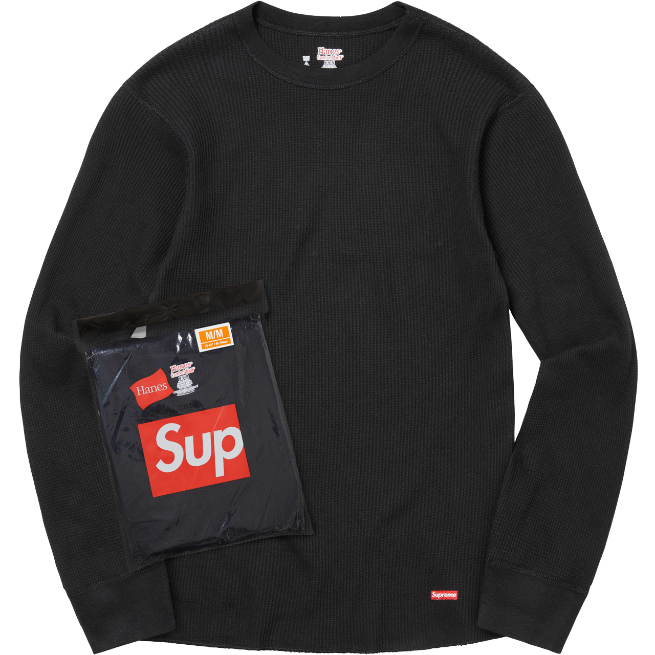 Supreme x Hanes Thermal Crew Black(1 Pack)