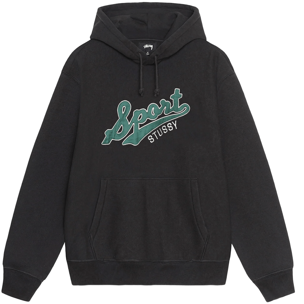 Stussy Satin Patch Oversised Hoodie Washed Black