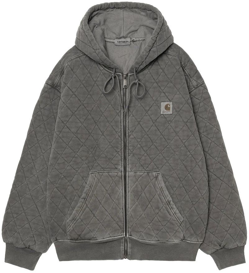 Carhartt WIP Hooded Vista Quilted Sweat Zip Jacket Black Garment Dyed