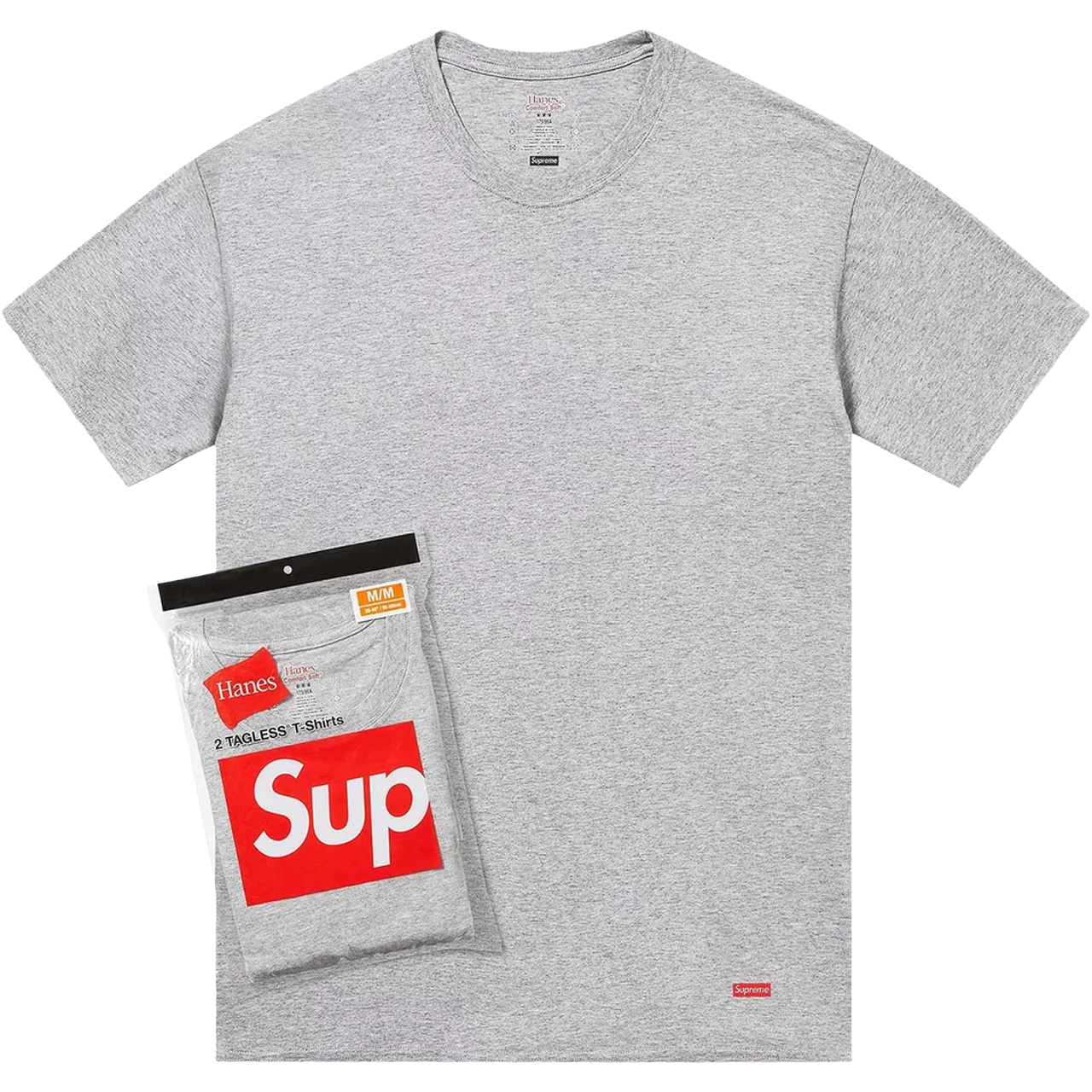 Supreme x Hanes Tagless Tees (2 Pack) 'Heather Grey'