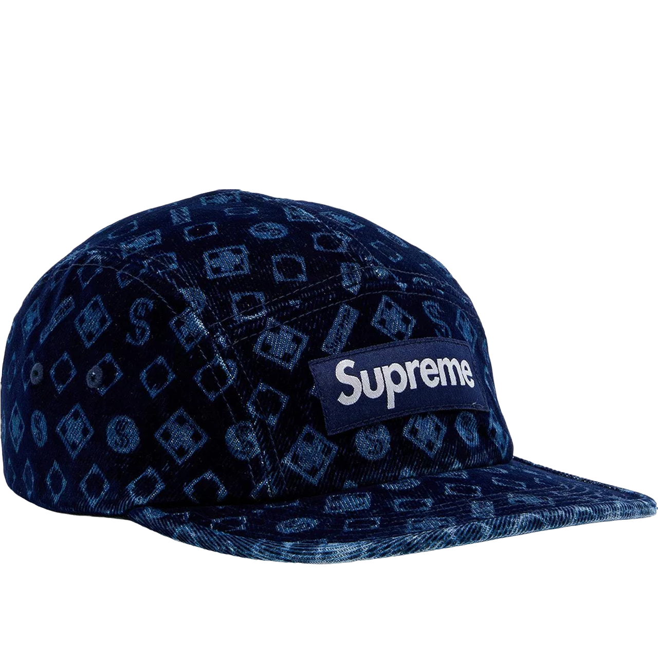 Supreme Flocked Denim Camp Cap 'Blue'