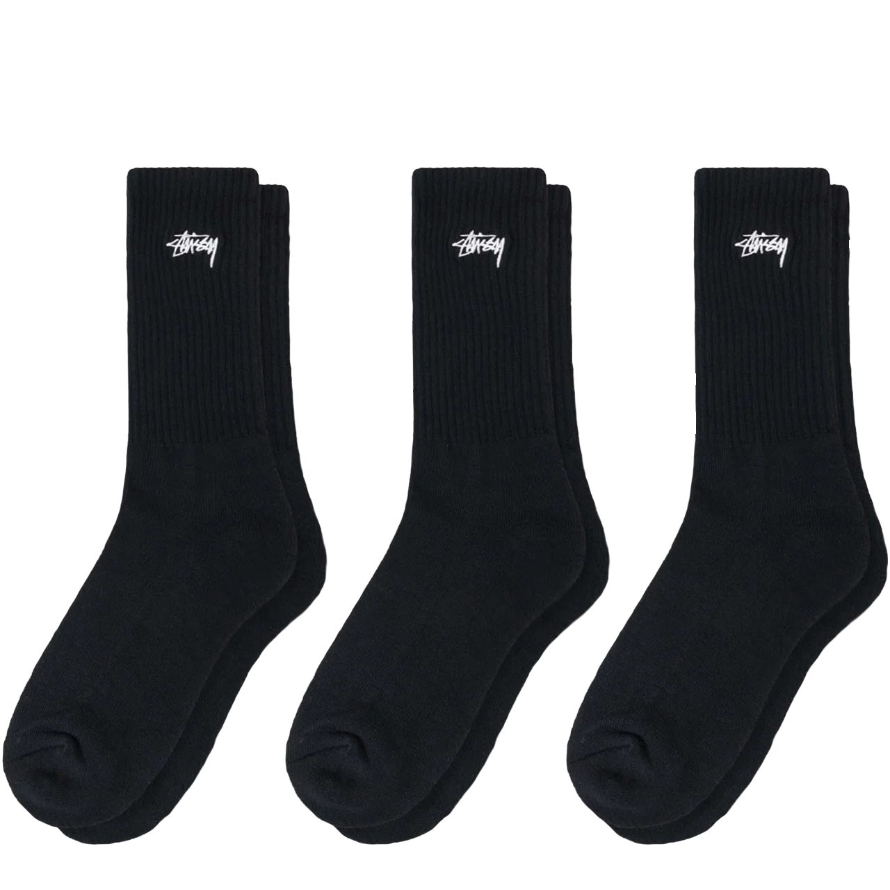 Stussy Stock Crew Socks 3-Pack Black