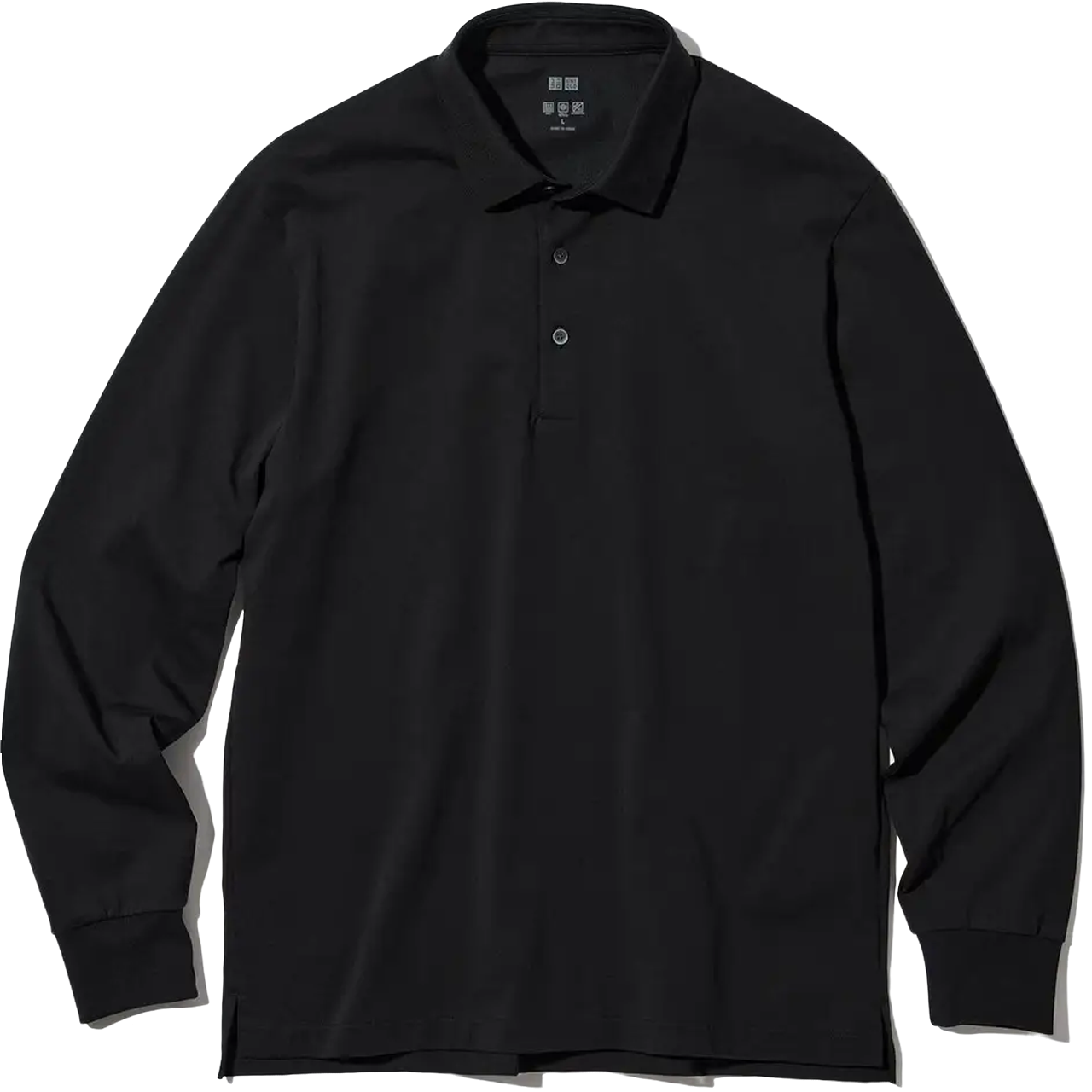 Uniqlo AIRism Long Sleeve Polo Shirt Black