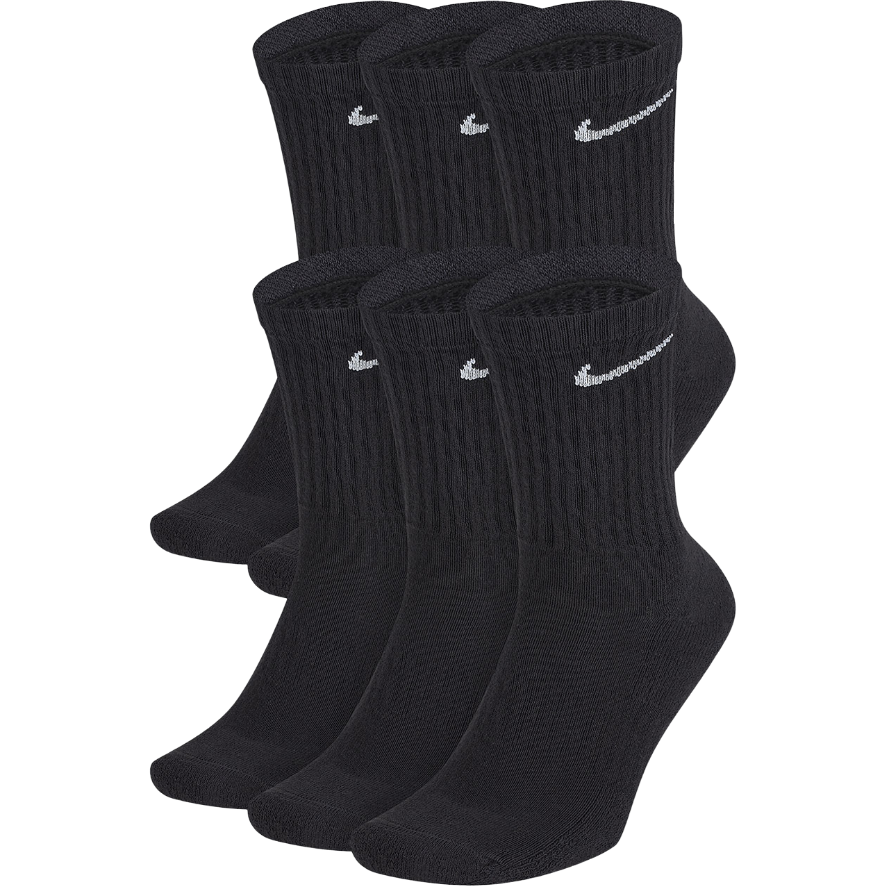 Nike Everyday Cushion Crew x 6 Socks - Black/White