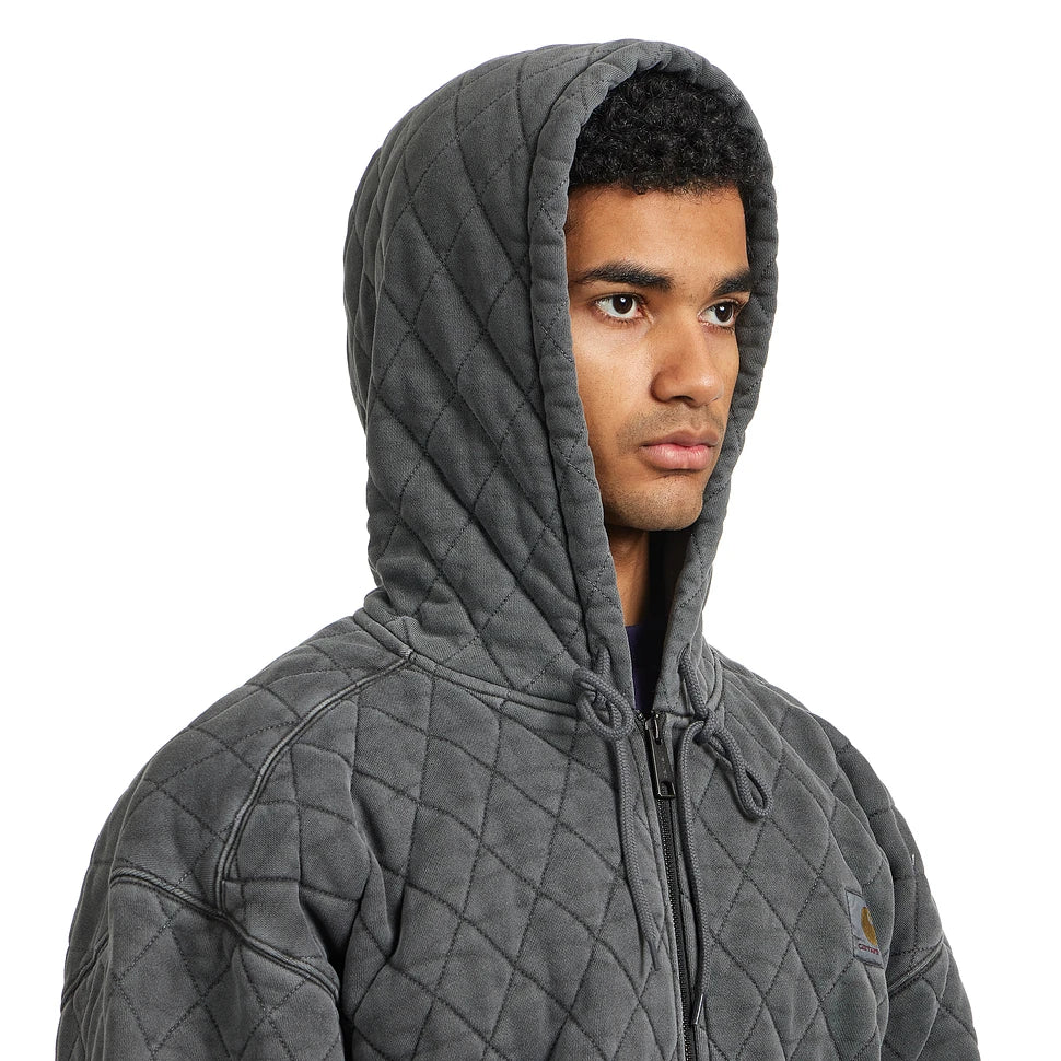 Carhartt WIP Hooded Vista Quilted Sweat Zip Jacket Black Garment Dyed
