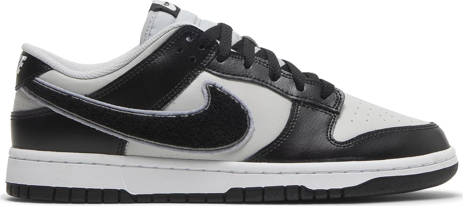 Nike Dunk Low Chenille Swoosh Black Grey Fog