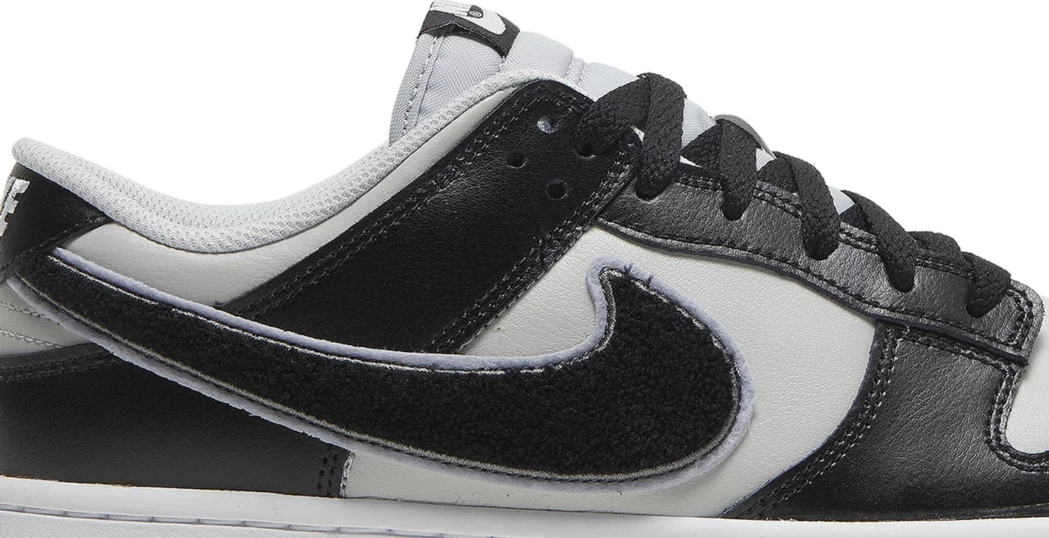 Nike Dunk Low Chenille Swoosh Black Gray Fog