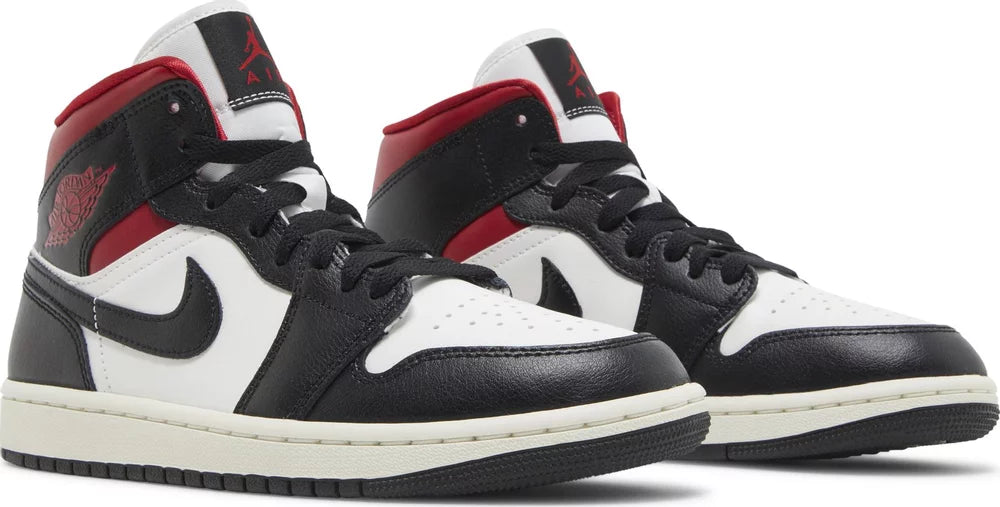 Air Jordan 1 Mid Black Sail Gym Red W