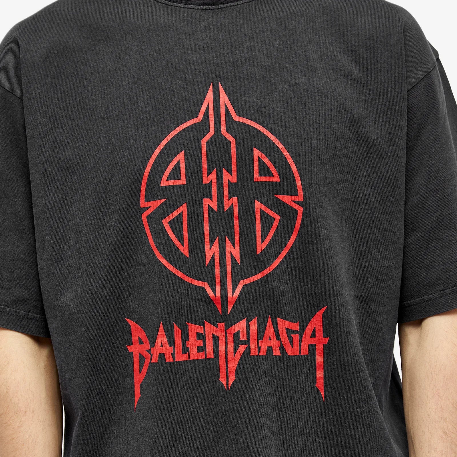 Balenciaga Medium Fit T-Shirt 'Faded Black/Red