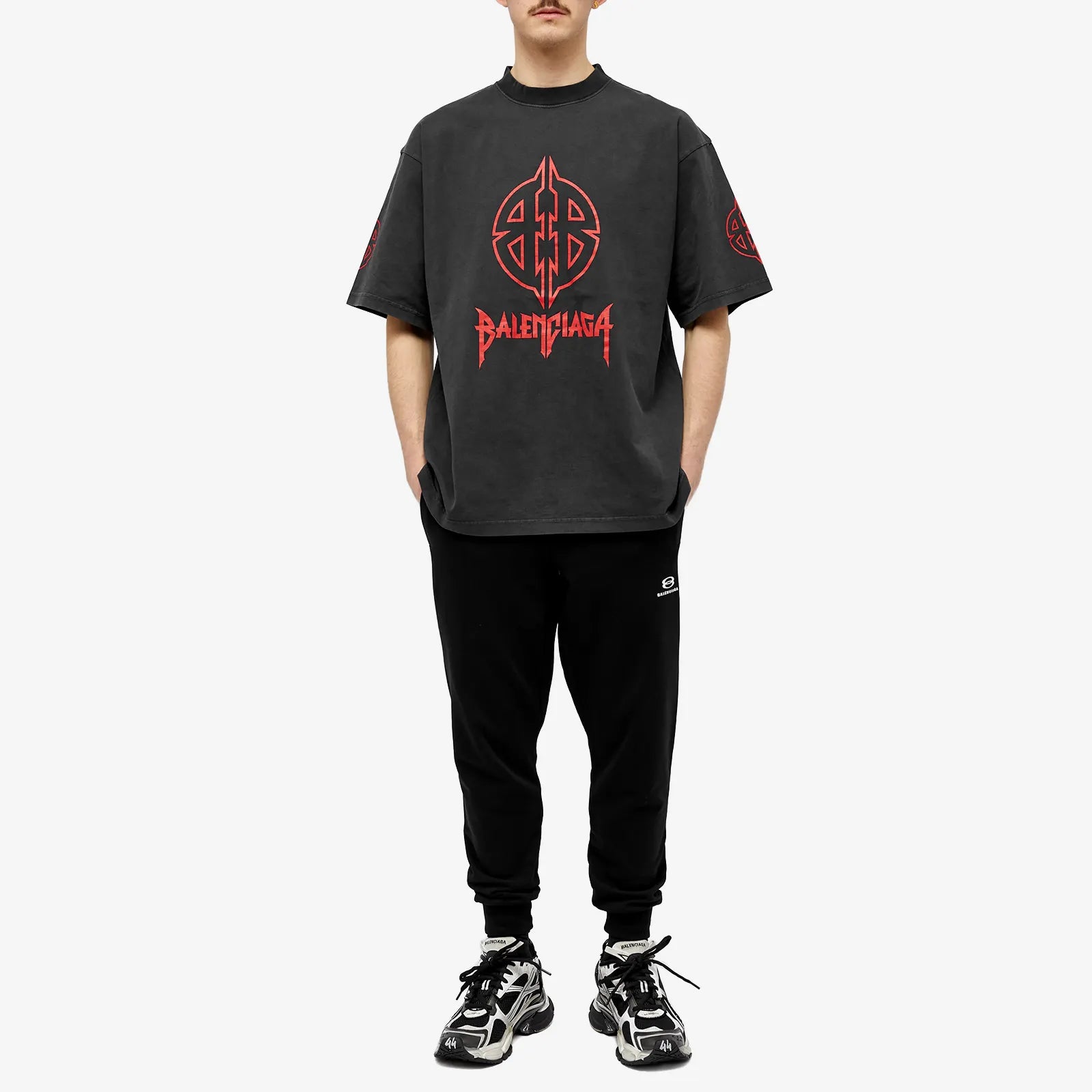 Balenciaga Medium Fit T-Shirt 'Faded Black/Red