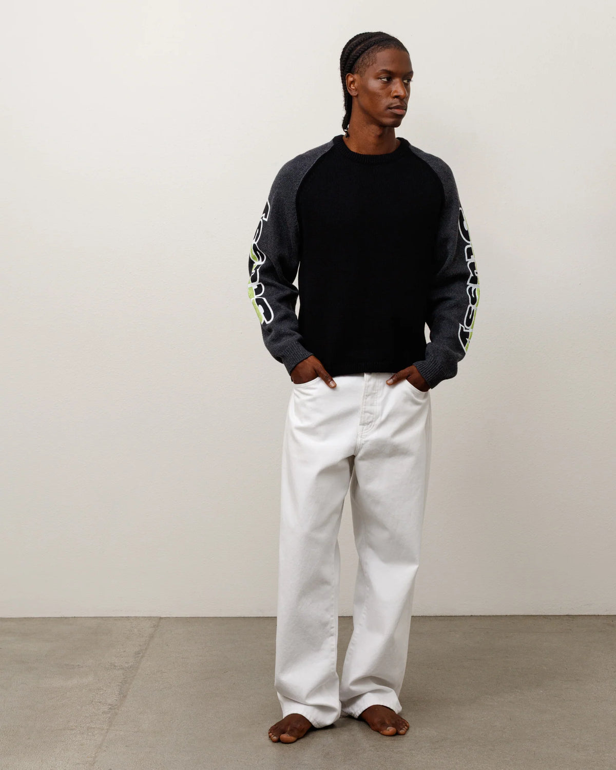 Stussy Two Tone Raglan Sweater Black