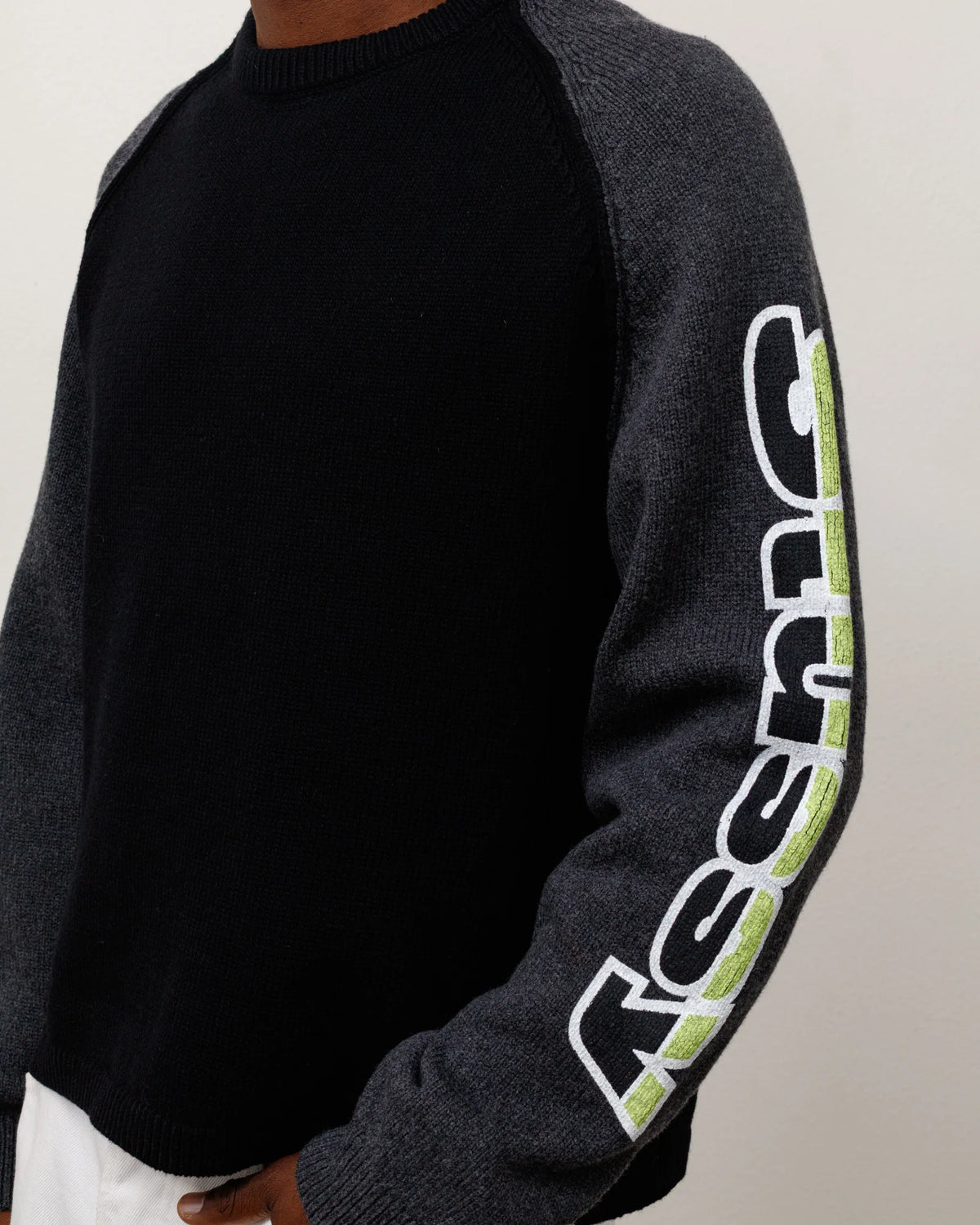 Stussy Two Tone Raglan Sweater Black