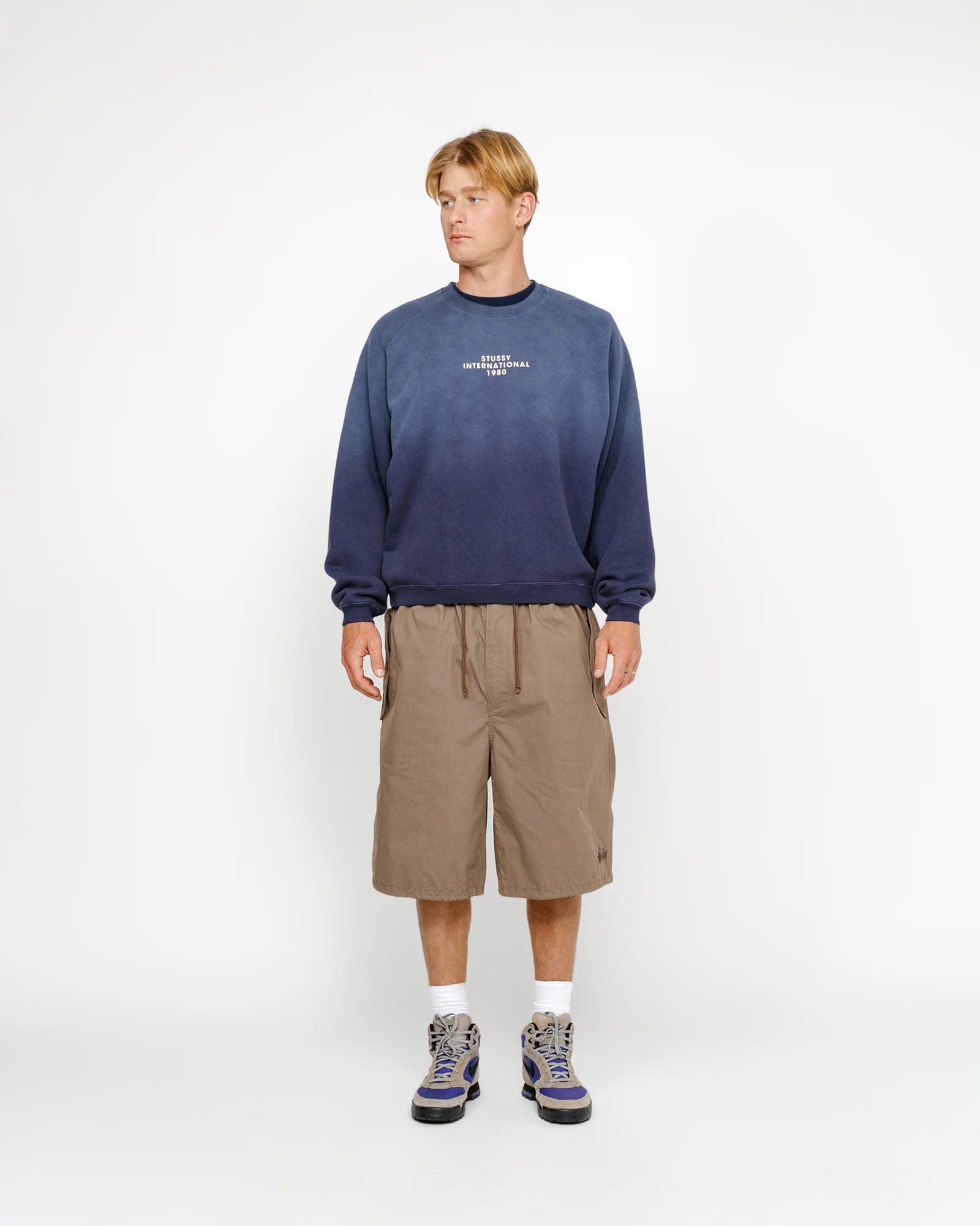 Stussy Raglan Sleeve Crewneck Sweatshirt Navy