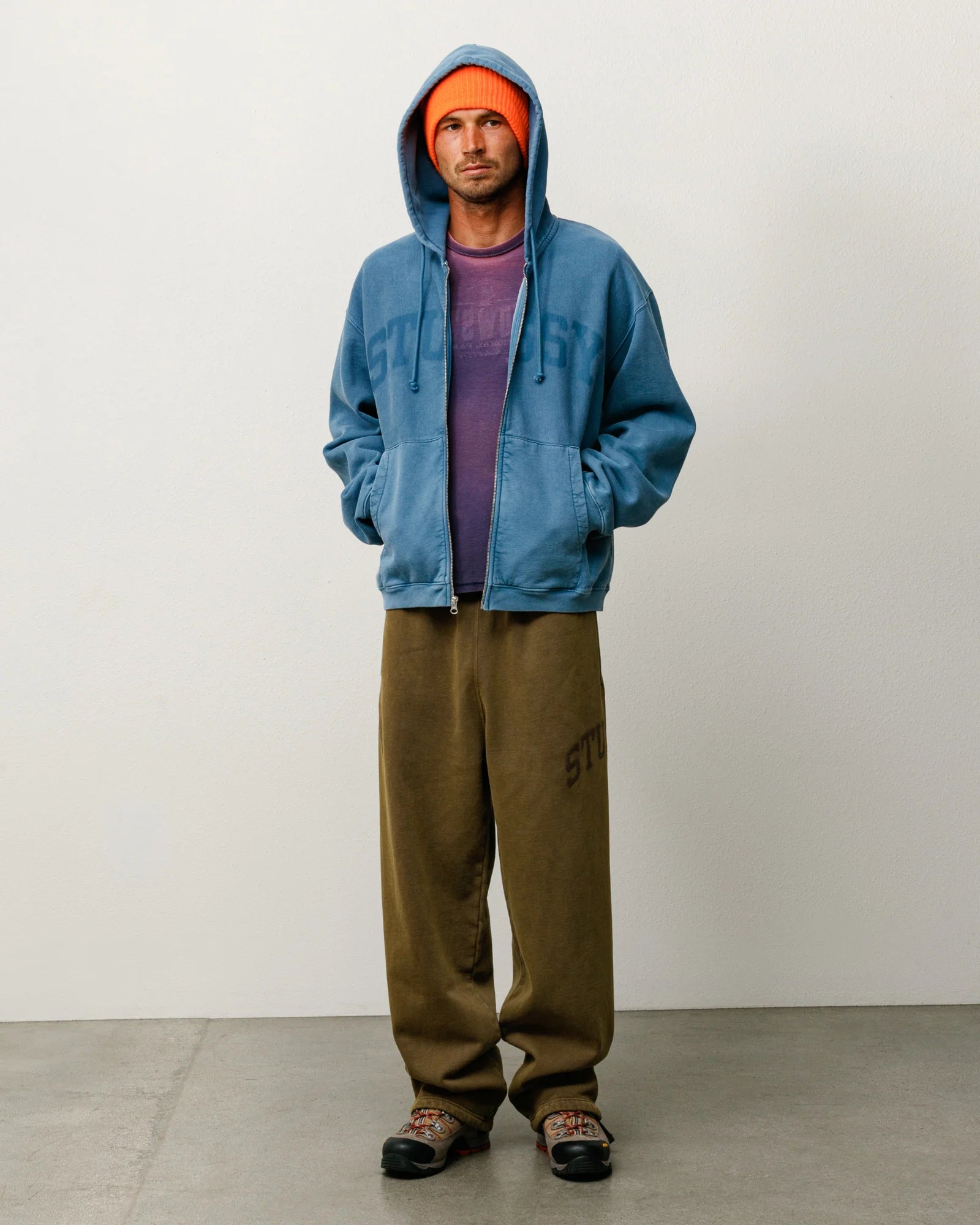 Stussy FADED GRAPHIC ZIP HOODIE Washed Navy