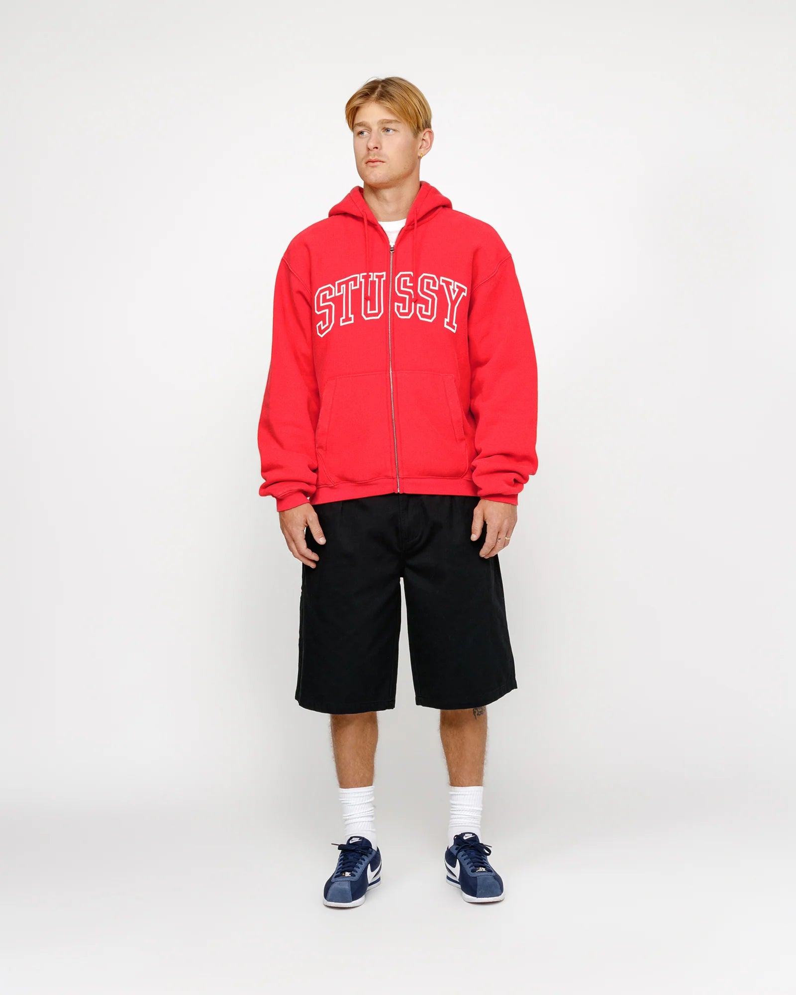 Stussy Outline Zip Hoodie Red