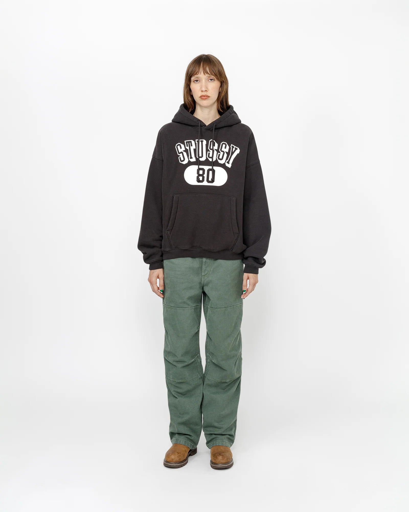 Stussy 80 Relaxed Hoodie Washed Black