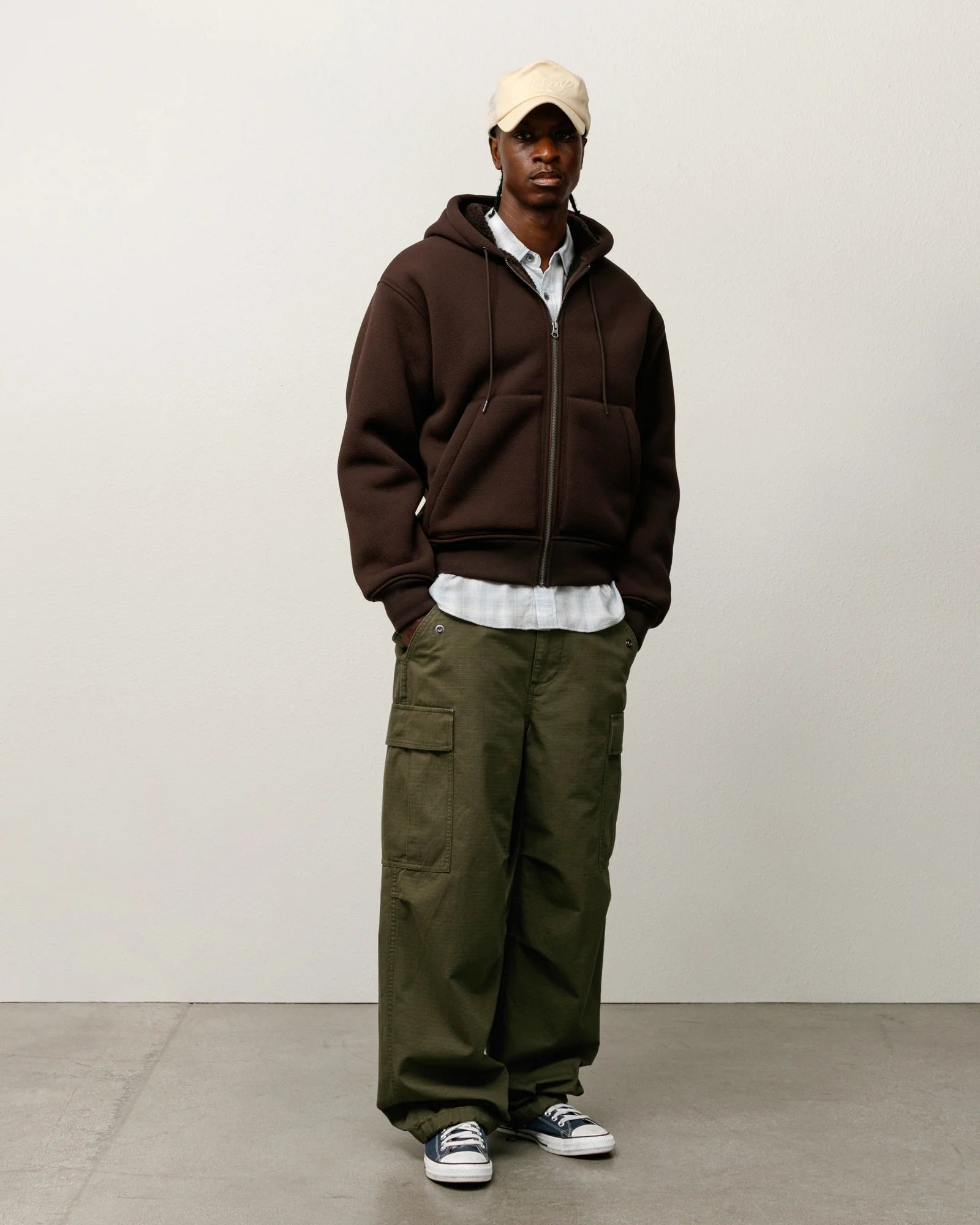 Stussy Bonded Sherpa Hoodie Brown