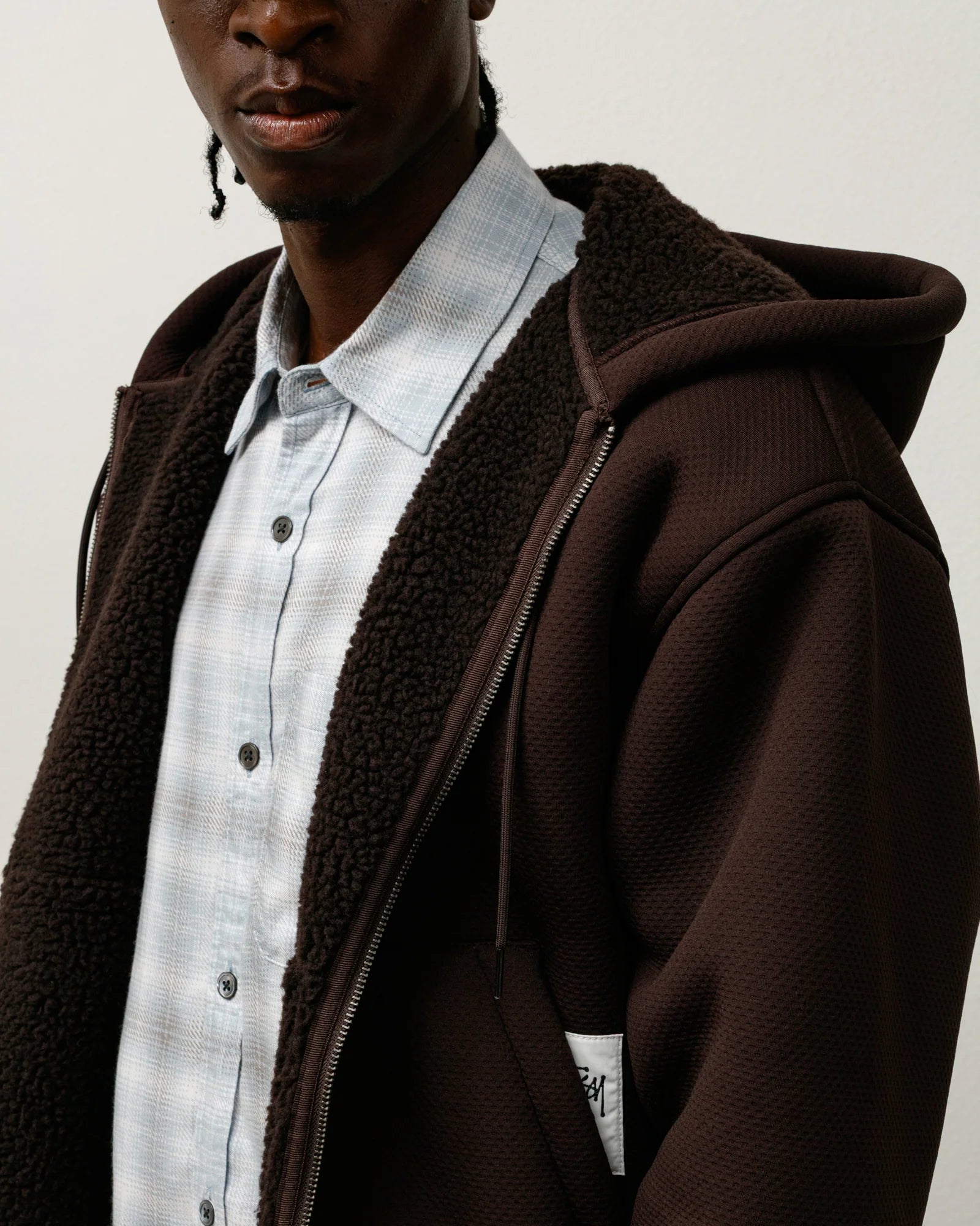 Stussy Bonded Sherpa Hoodie Brown