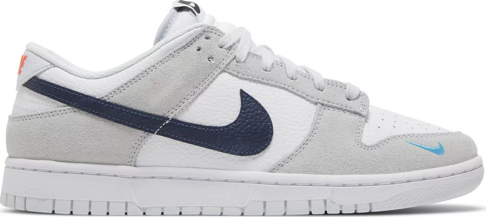 Nike Dunk Low White Gray Navy Aqua Mini Swoosh