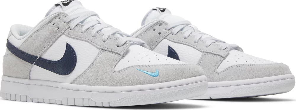 Nike Dunk Low White Grey Navy Aqua Mini Swoosh