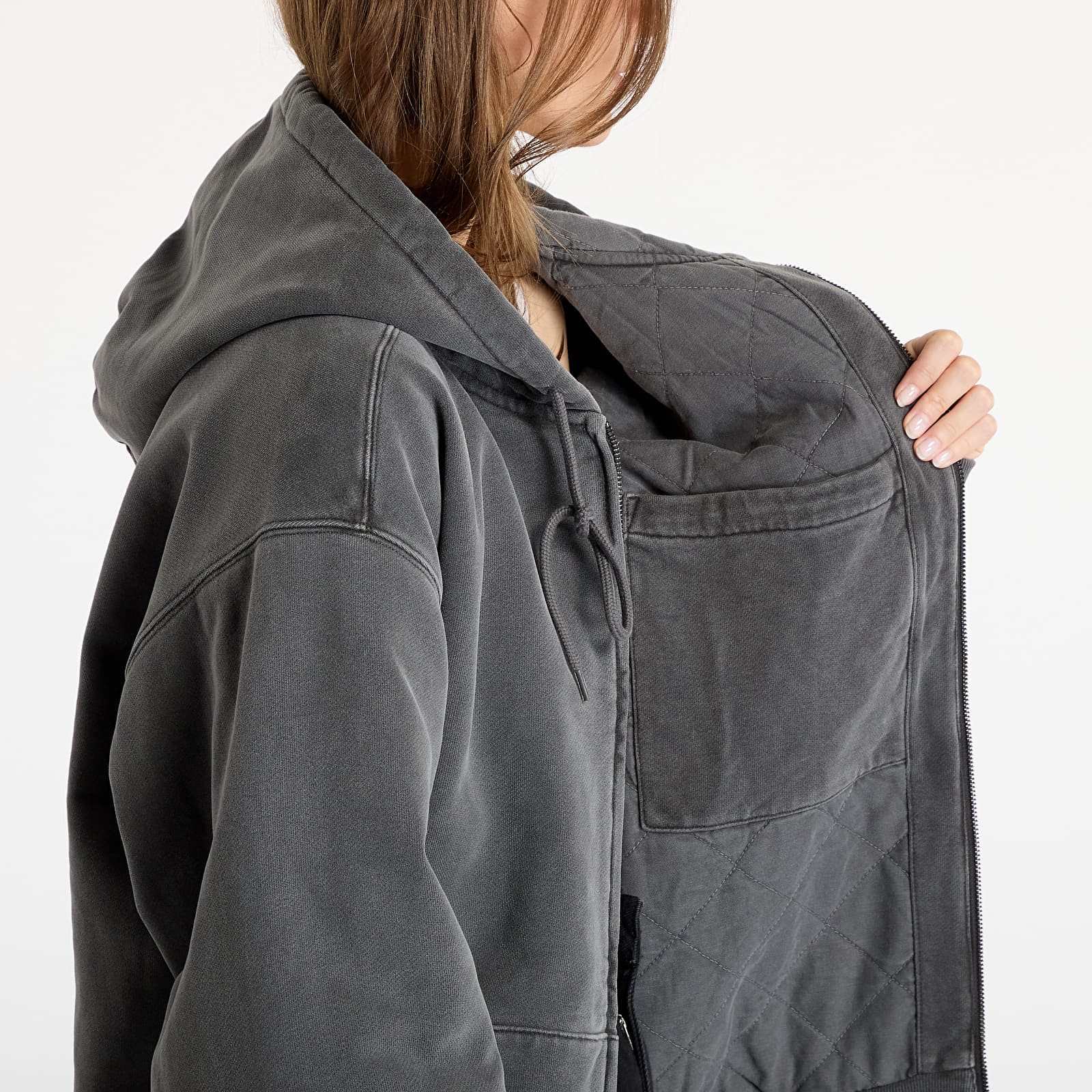 Carhartt WIP Hooded Vista Zip Jacket Graphite Black Garment Dyed