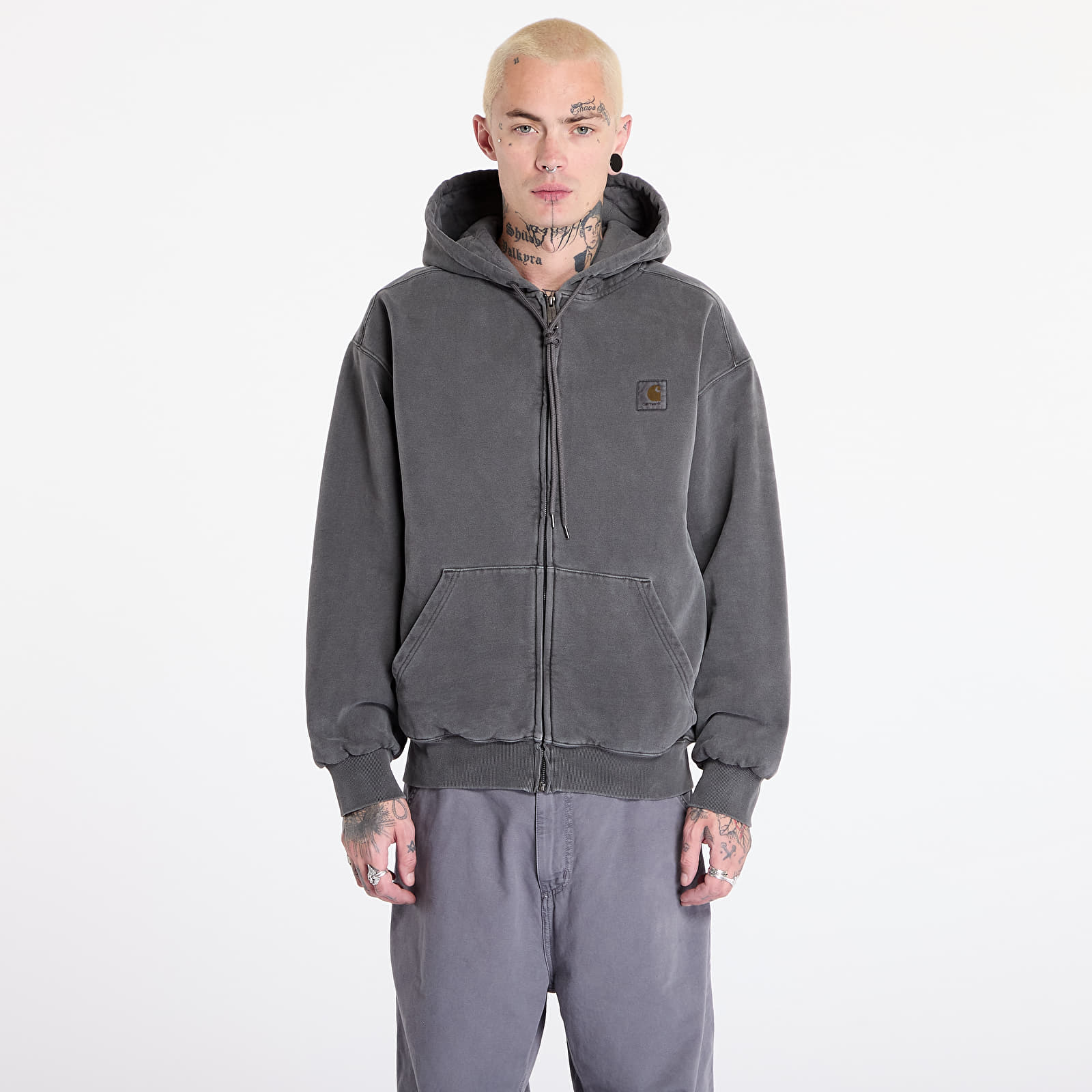 Carhartt WIP Hooded Vista Zip Jacket Graphite Black Garment Dyed