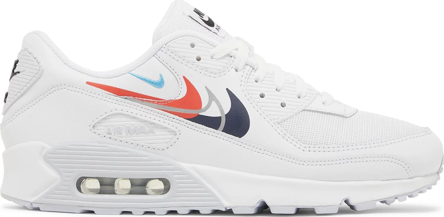 Nike Air Max 90 'Multi Swoosh - White Bright Crimson'