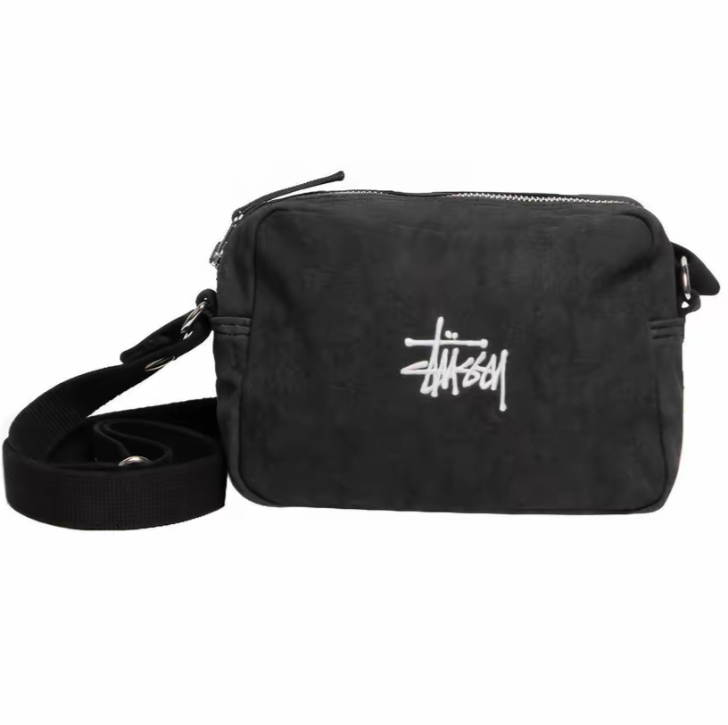 Stussy Needle Punch Side Pouch Washed Black