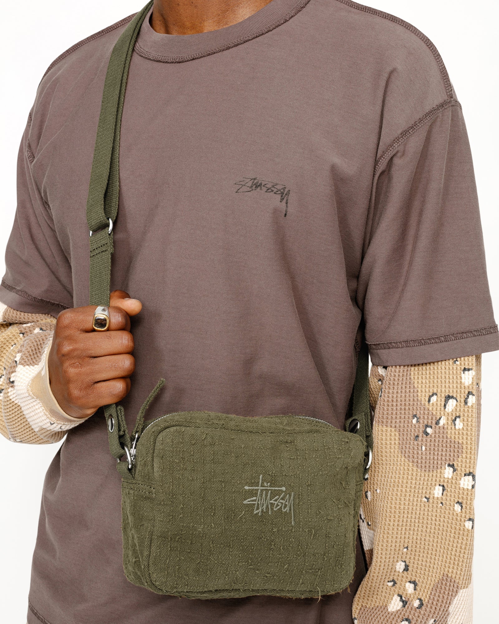 Stussy Needle Punch Side Pouch Olive