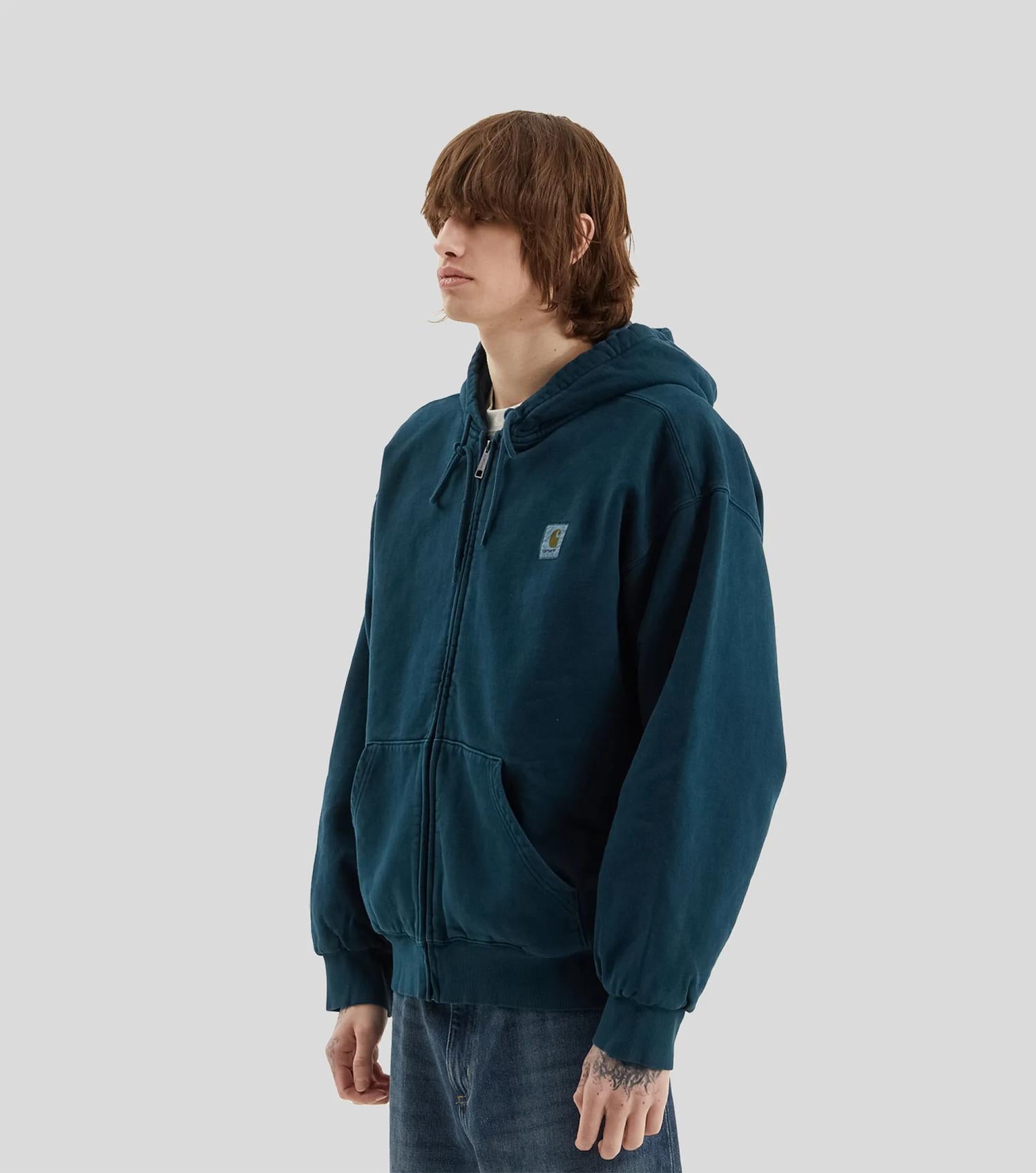 Carhartt WIP Hooded Vista Zip Jacket Deep Lagoon Garment Dyed