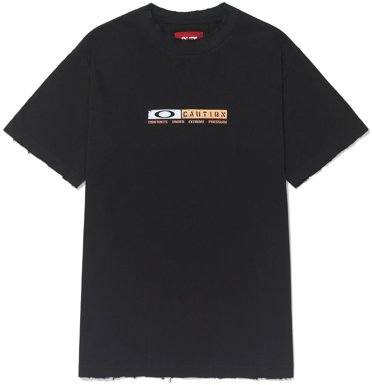 Piet x Oakley Caution Ripped T-Shirt Black Orange