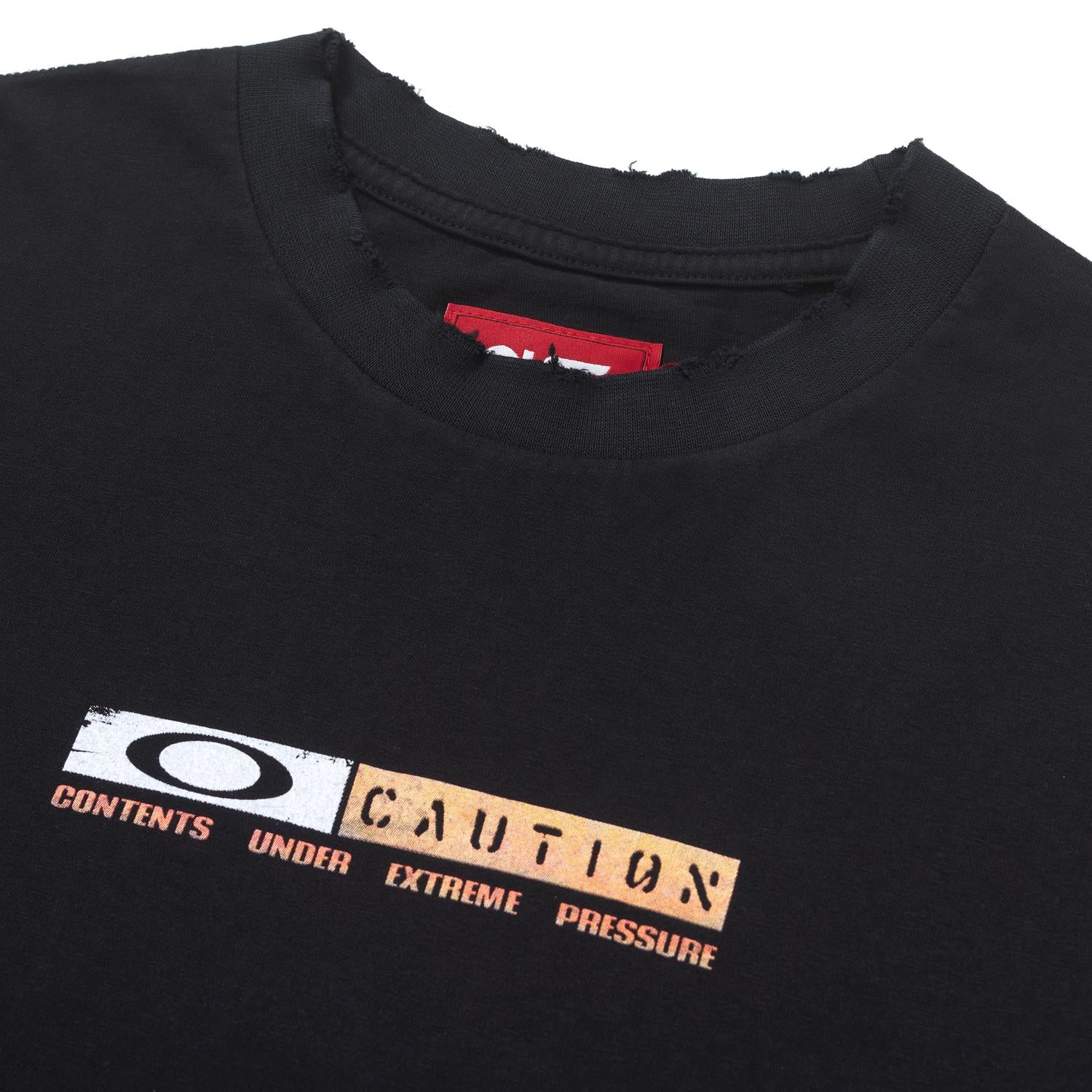 Piet x Oakley Caution Ripped T-Shirt Black Orange