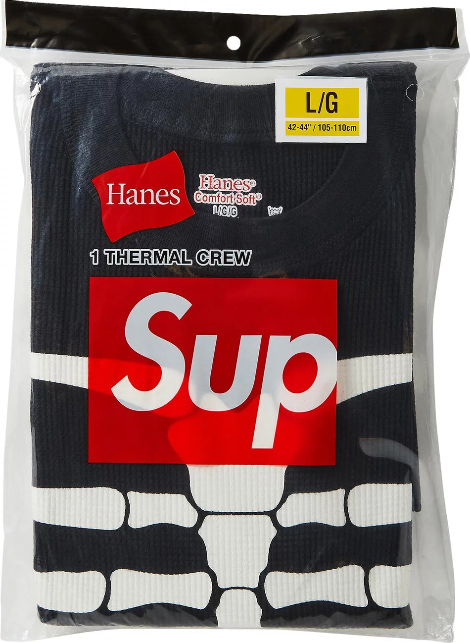 Supreme x Hanes Bones Thermal Crew (1 Pack) 'Black'