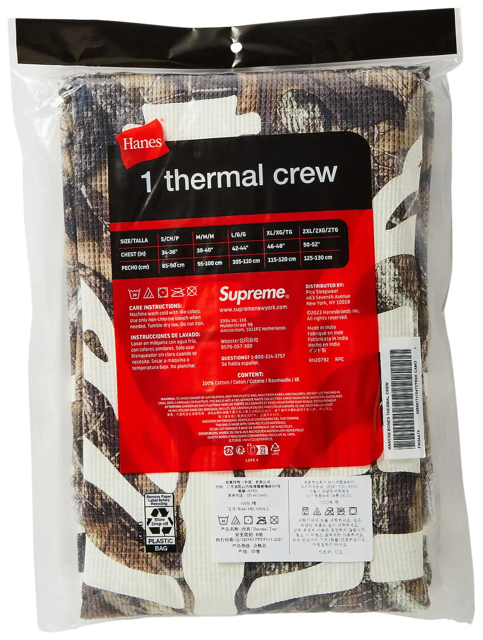 Supreme x Hanes Bones Thermal Crew (1 Pack) 'TrueTimber HTC Fall Camo'