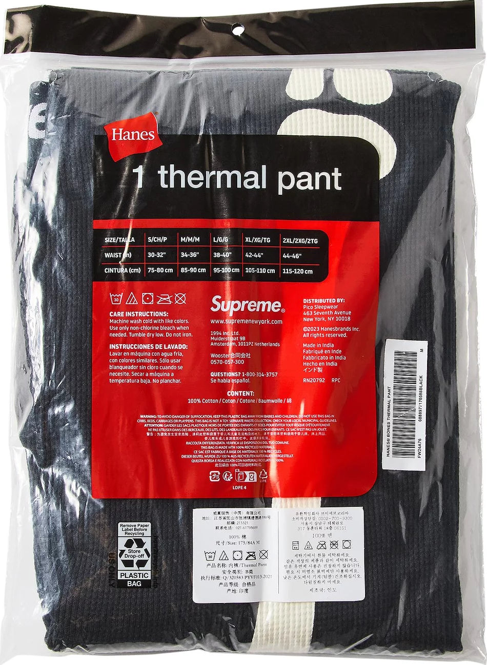 Supreme x Hanes Bones Thermal Pant (1 Pack) 'Black'