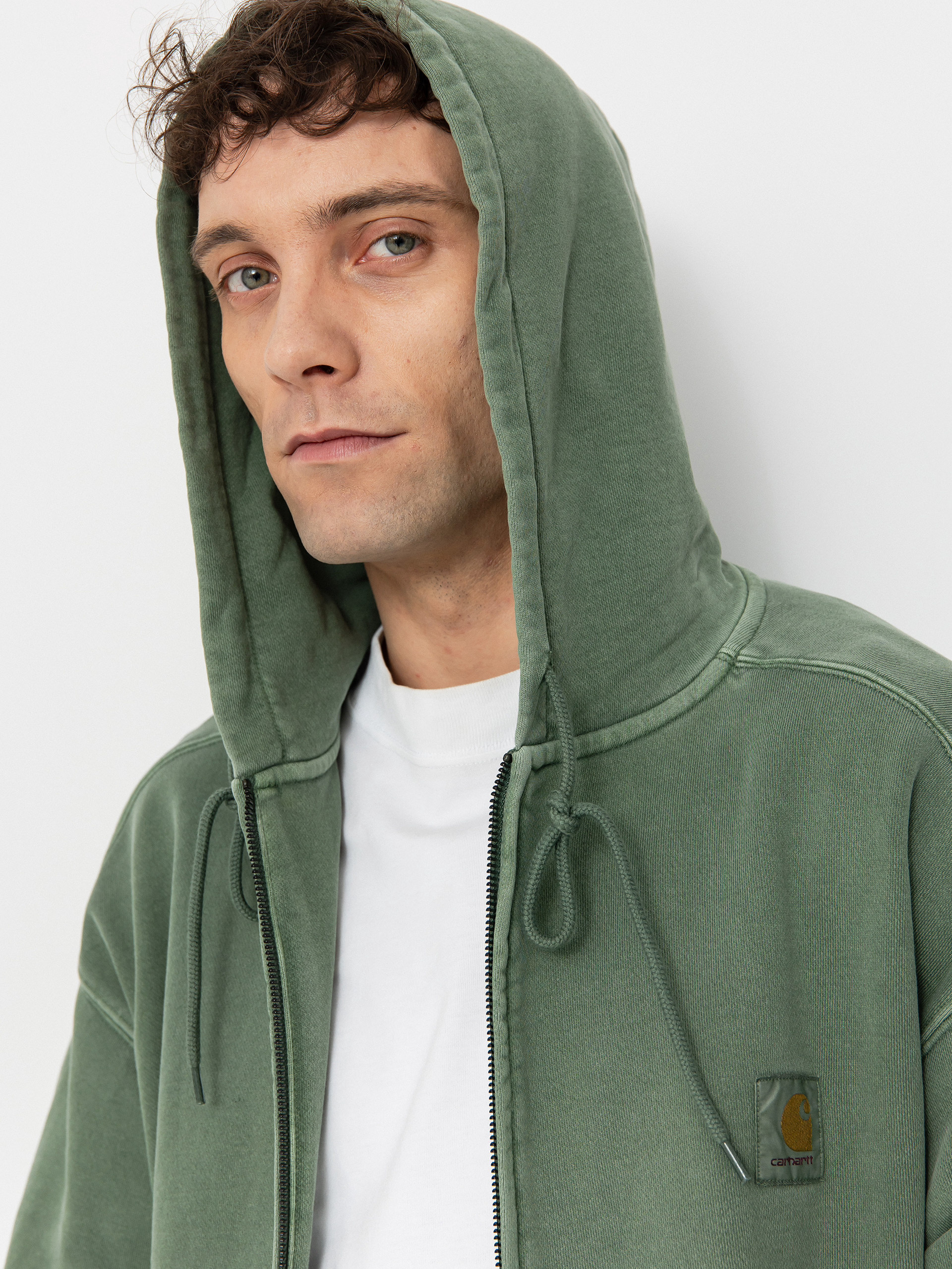 Carhatt WIP Hooded Nelson Zip Jacket Park Garment Dyed