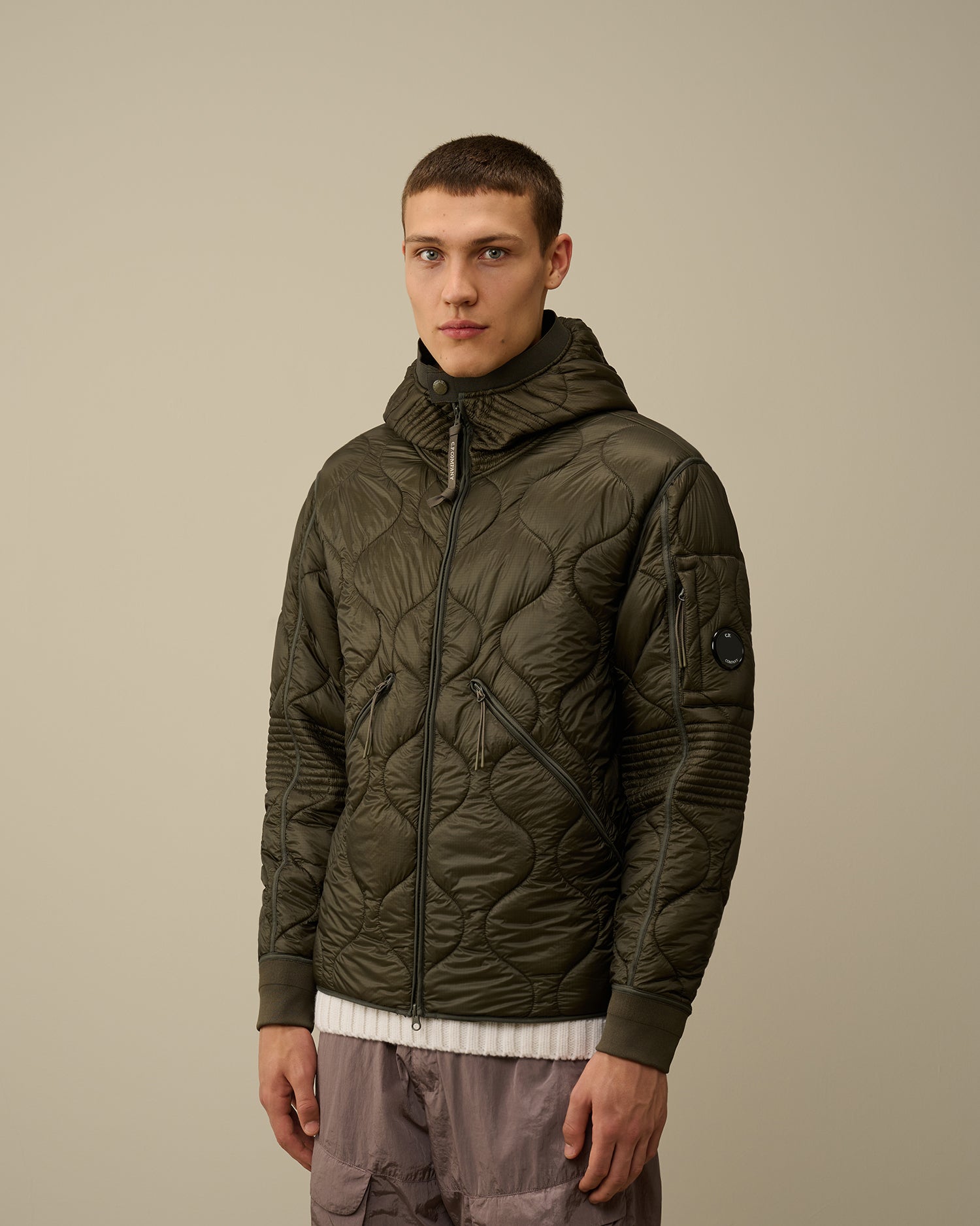 C.P. Company Liner Padded Hooded Jacket Green