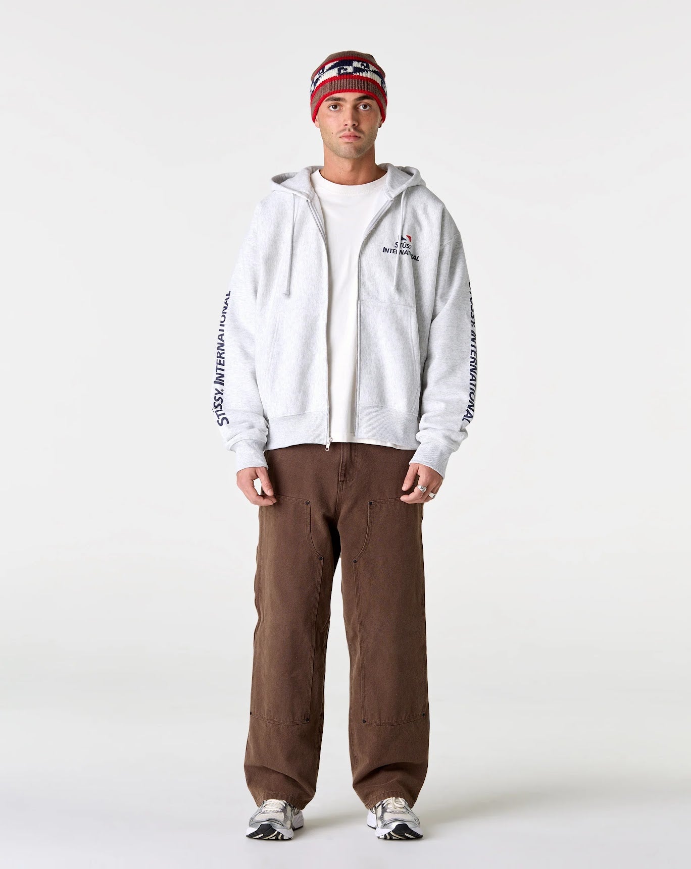 Stussy Internationall Zip Hoodie Ash Heather Grey