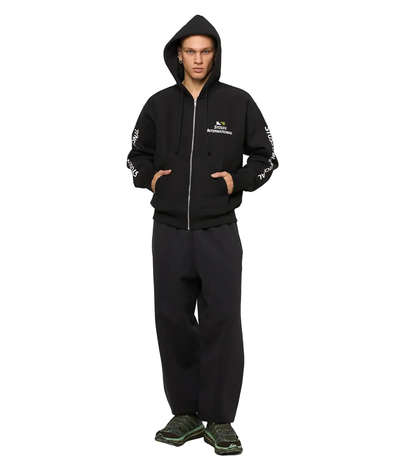 Stussy International Zip Hoodie Black