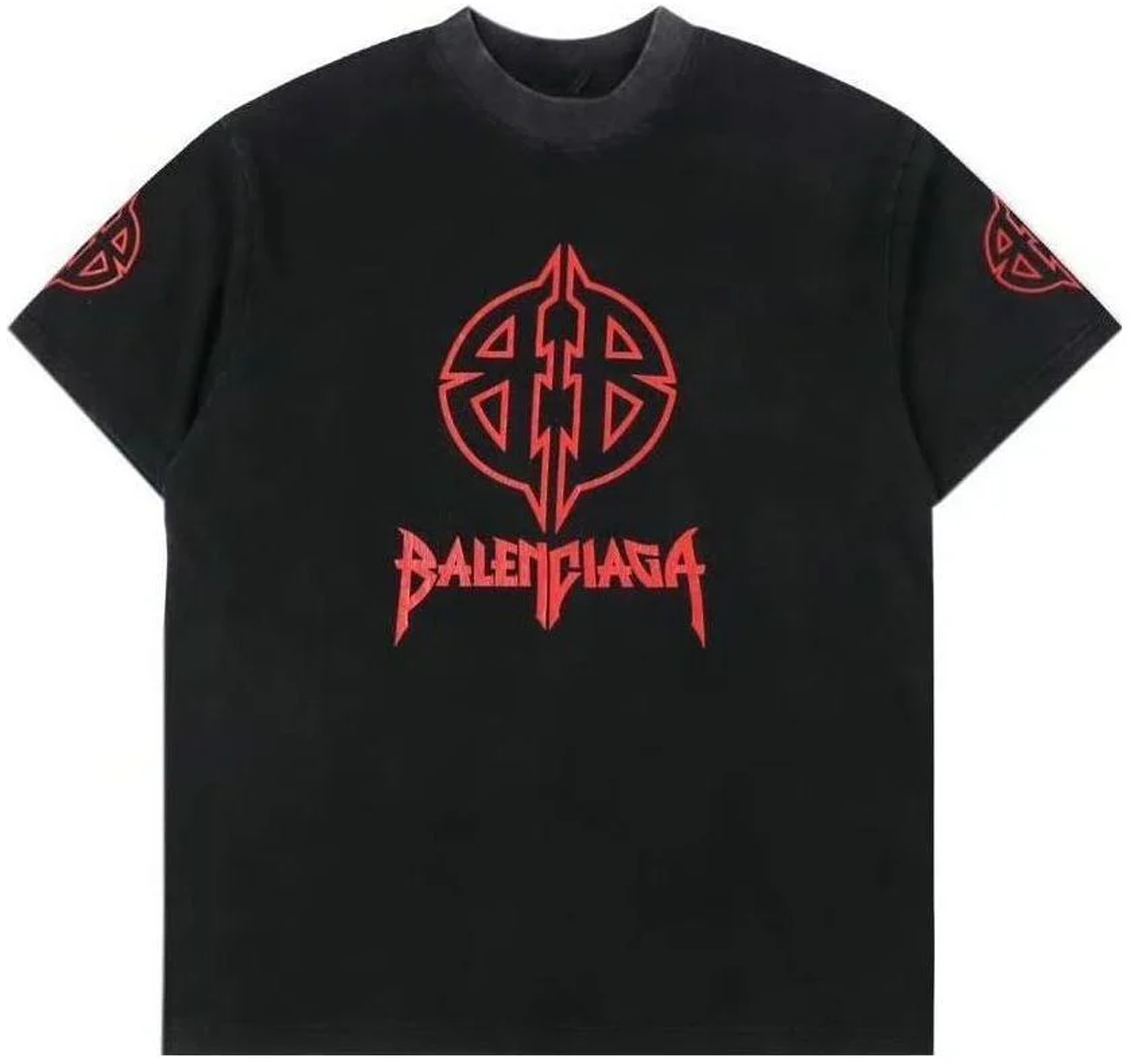 Balenciaga BB Metal Logo Black Red Tee