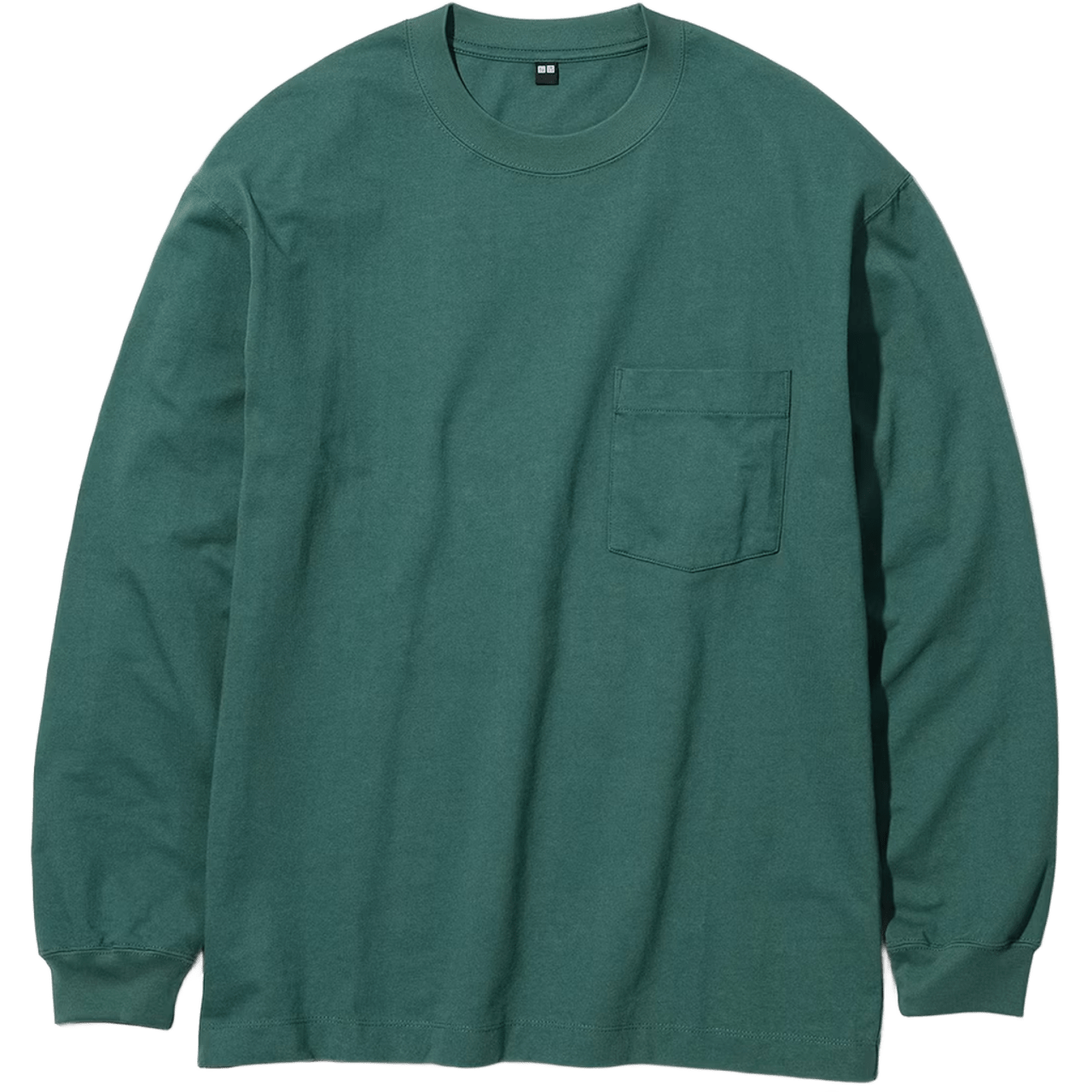 Uniqlo Washed Cotton Crew Neck Long Sleeve Green