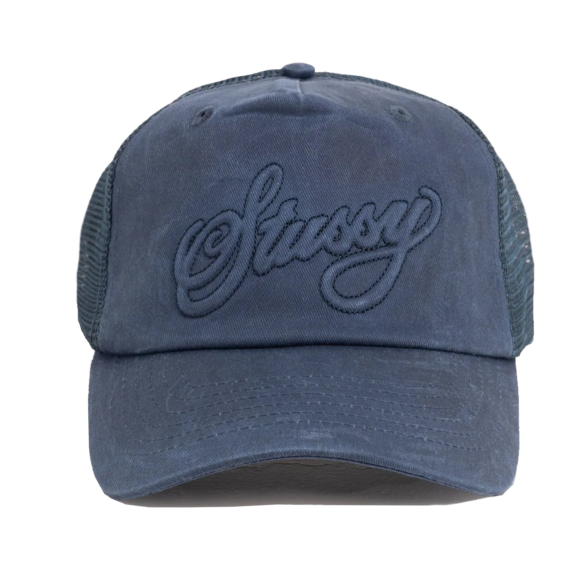 Stussy Trucker Cursive Stitch Navy Blue