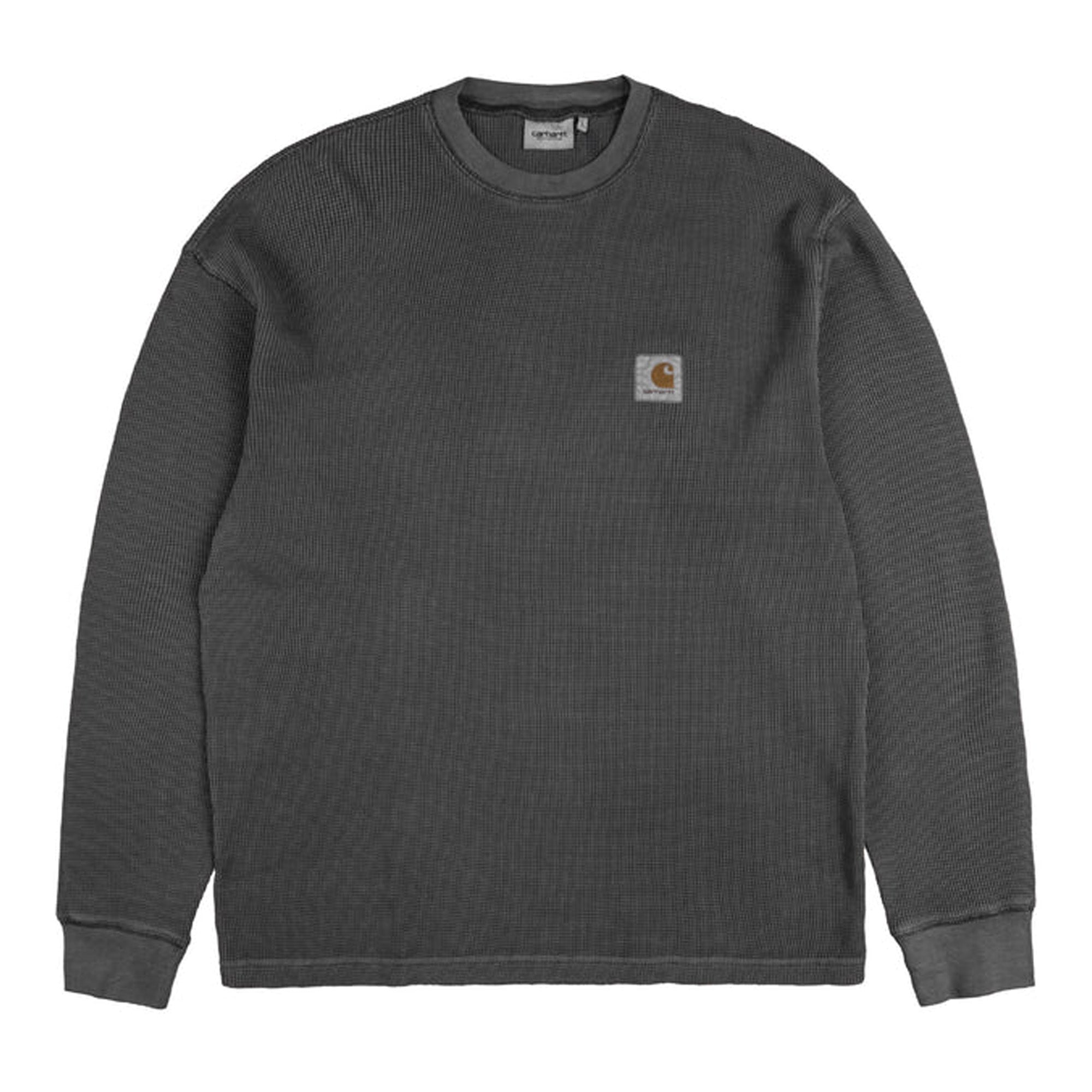 Carhartt WIP Vista Waffle Longsleeve T-Shirt Graphite Black Garment Dyed