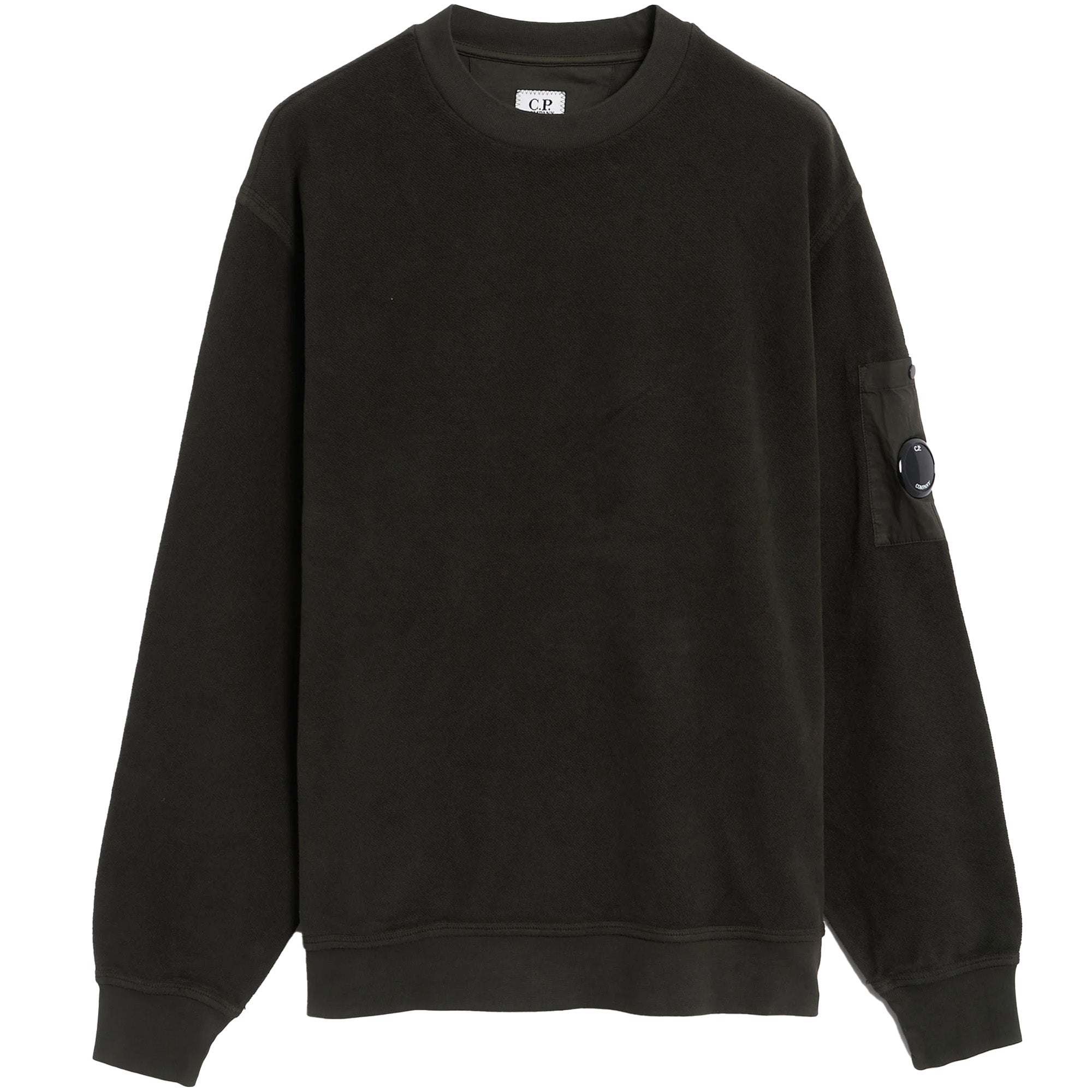 C.P. Company Brushed And Emerized Diagonal Fleece Crewneck Lens Sweatshirt