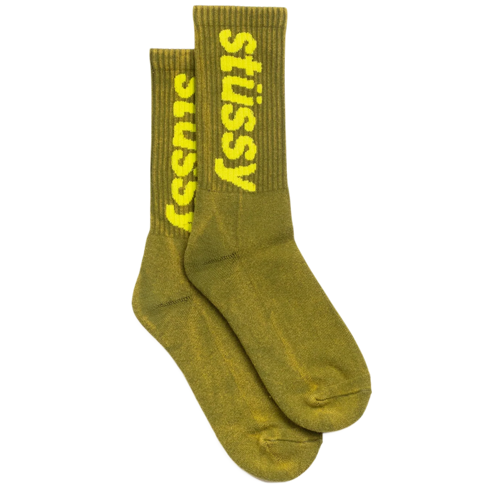 Stussy Washed Helvetica Crew Sock Green