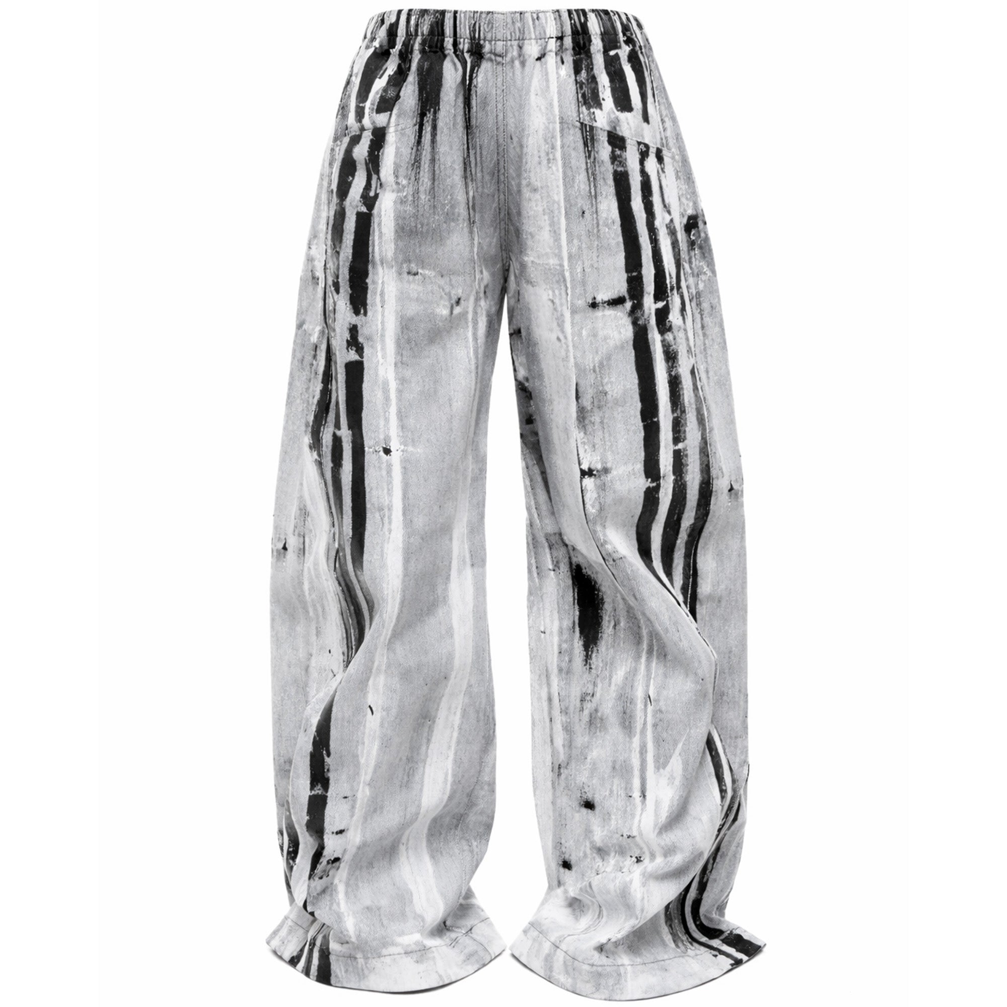 PLA4 STRIPES WAXED WHITE JEANS