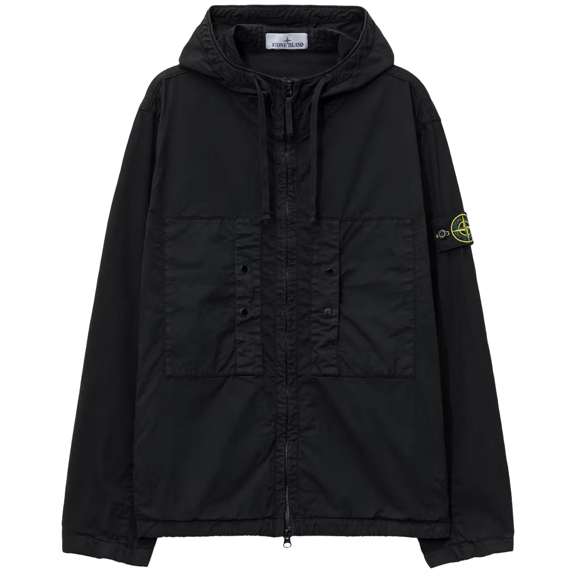 Stone Island Supima Cotton Twill Stretch Hooded Jacket Black