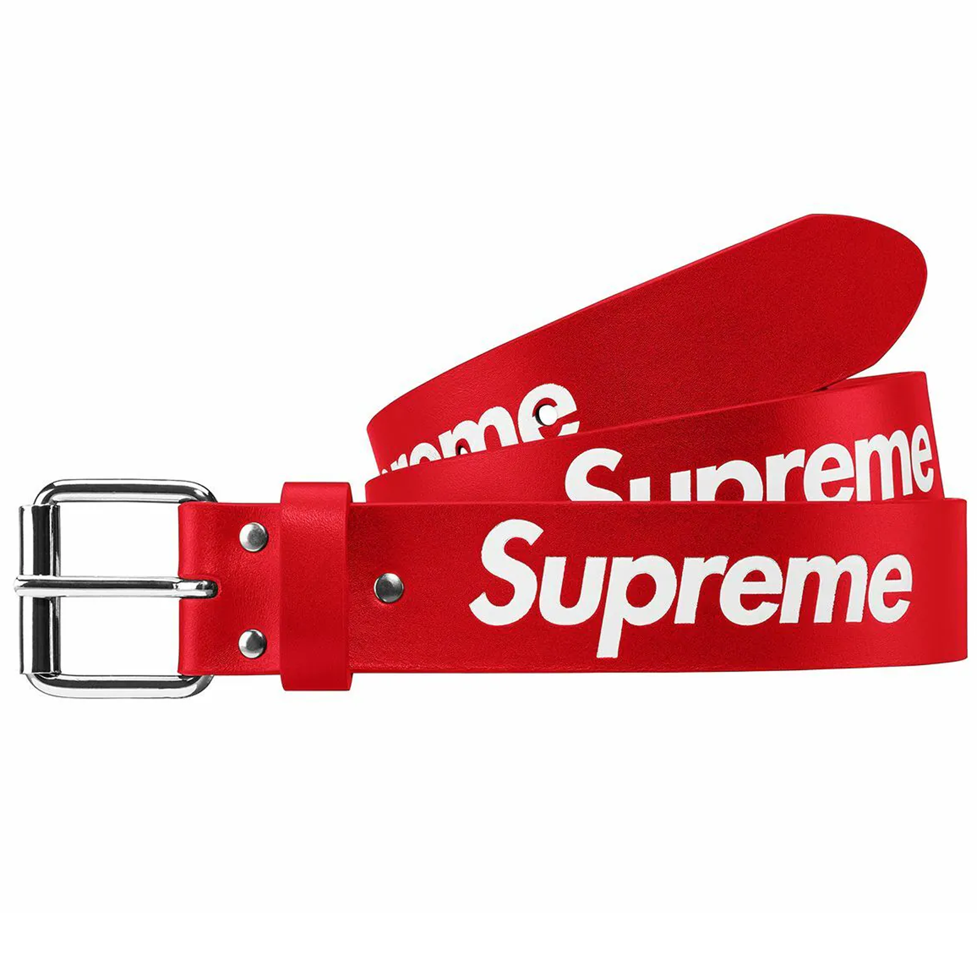 Supreme Repeat Leather Belt Red