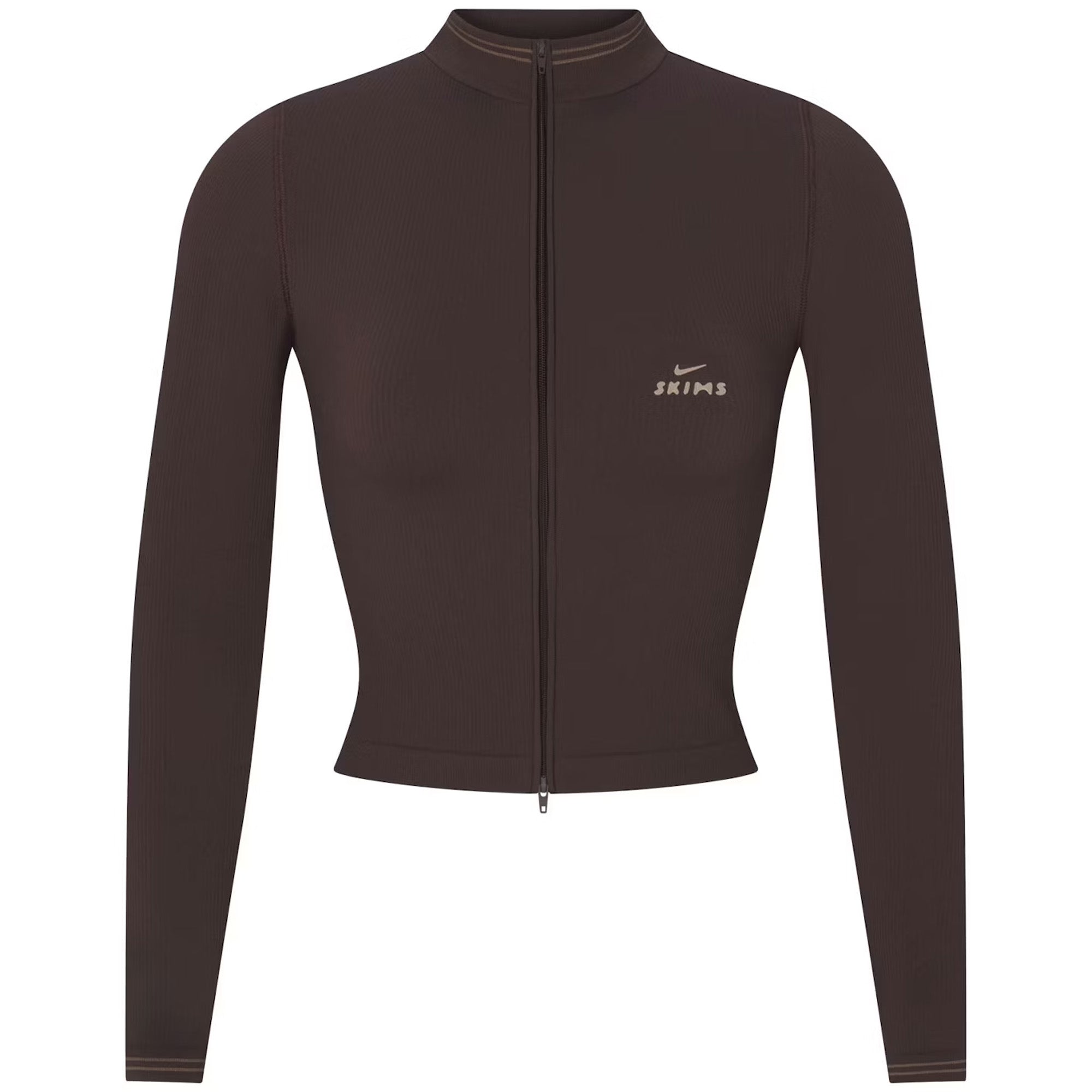 NikeSKIMS Ribbed Seamless Women's Cropped Full-Zip Jacket Phoenix Truffle